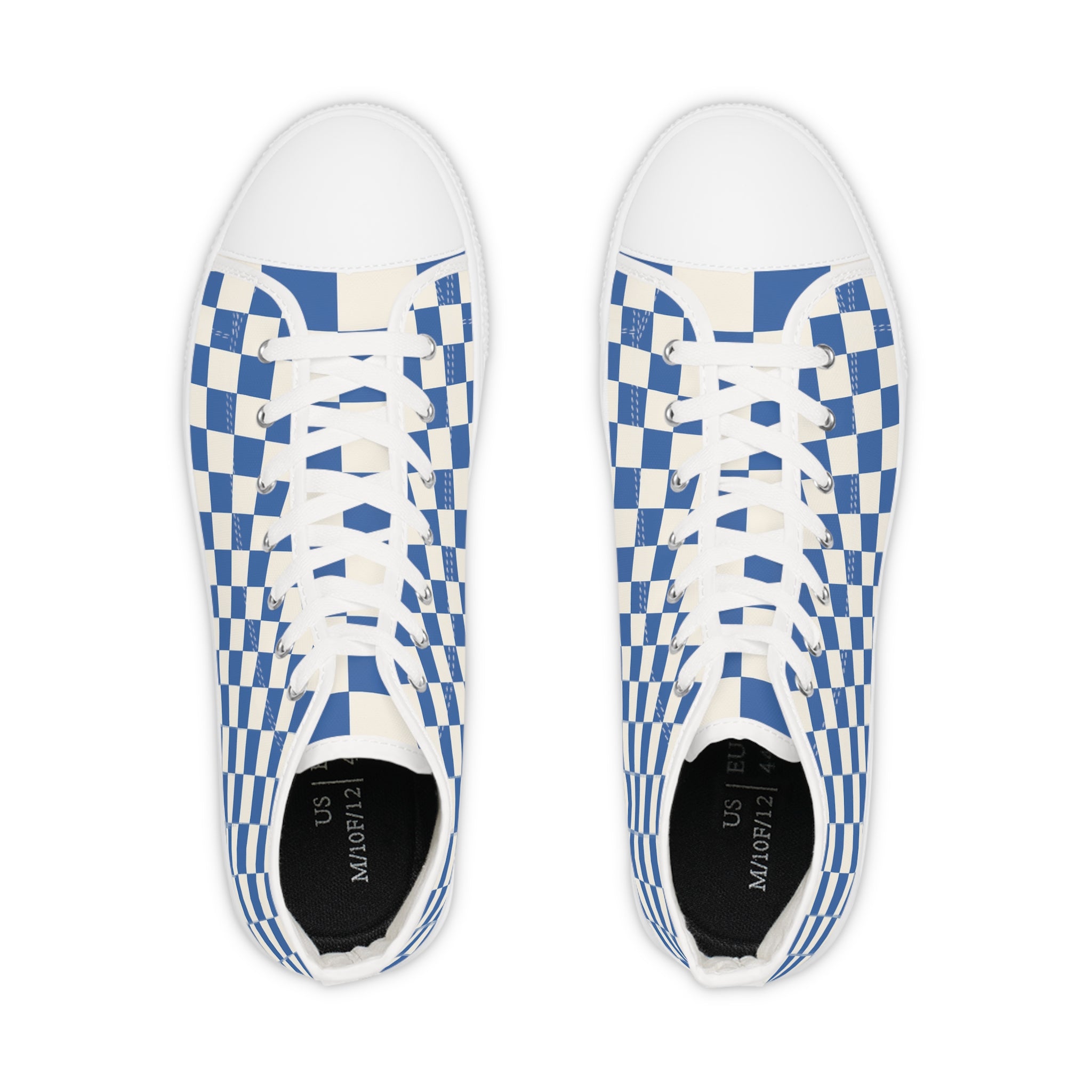 Checkerboard Blue Men's High Top Sneakers, Artsulli - Art is Long, Life is Short, Shoes, , , , , , , 