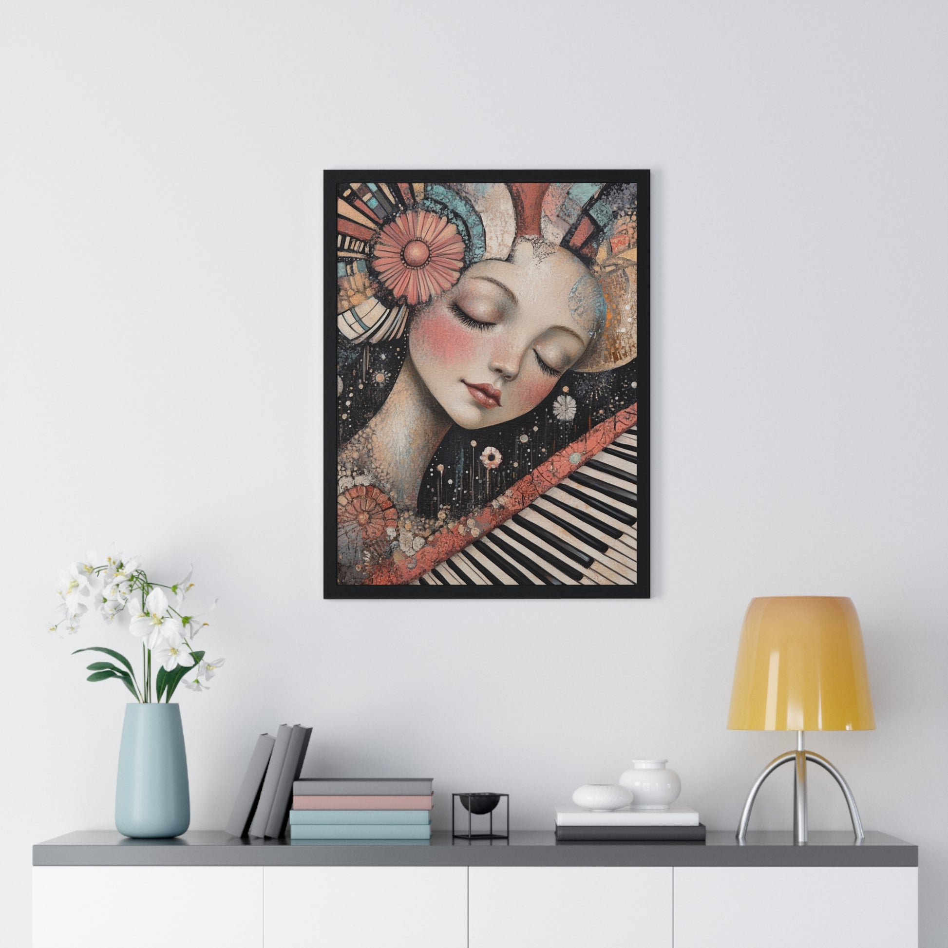 Queen Of Piano Dreams Vertical Framed Poster, Artsulli - Art is Long, Life is Short, Poster, , , , , , , 