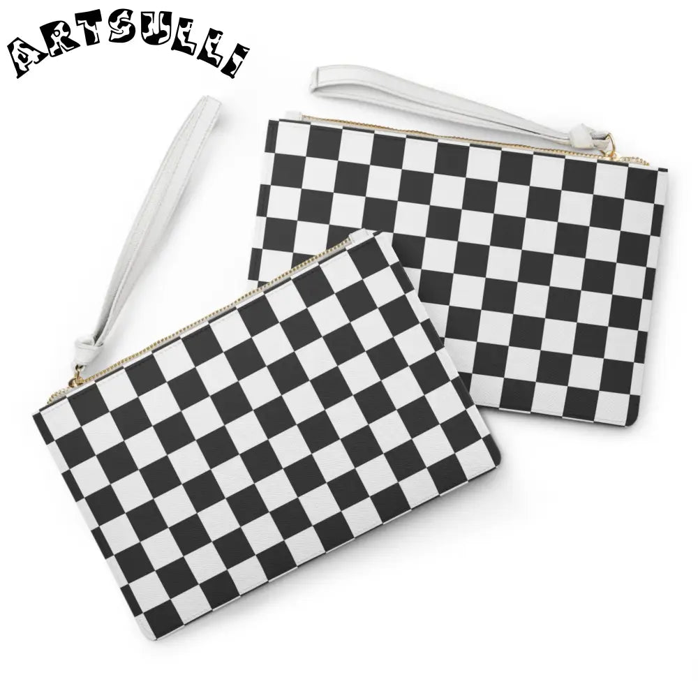 JAKKOUTTHEBXX Checkerboard White and Black Clutch Bag JAKKOUTTHEBXX