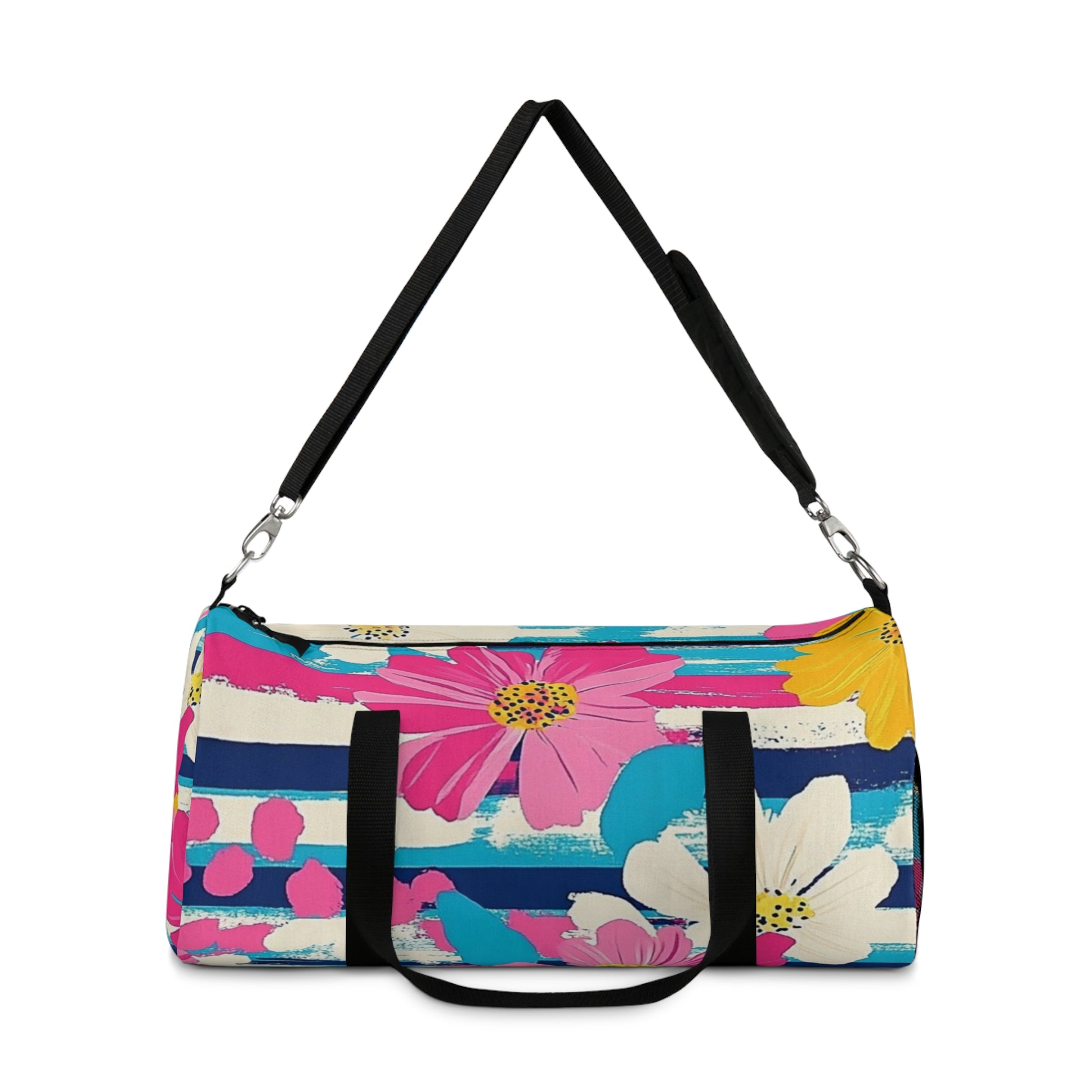Dayglo Floral Stripes II Multi-Color Duffel Bag, Artsulli - Art is Long, Life is Short, Bags, , , , , , , 