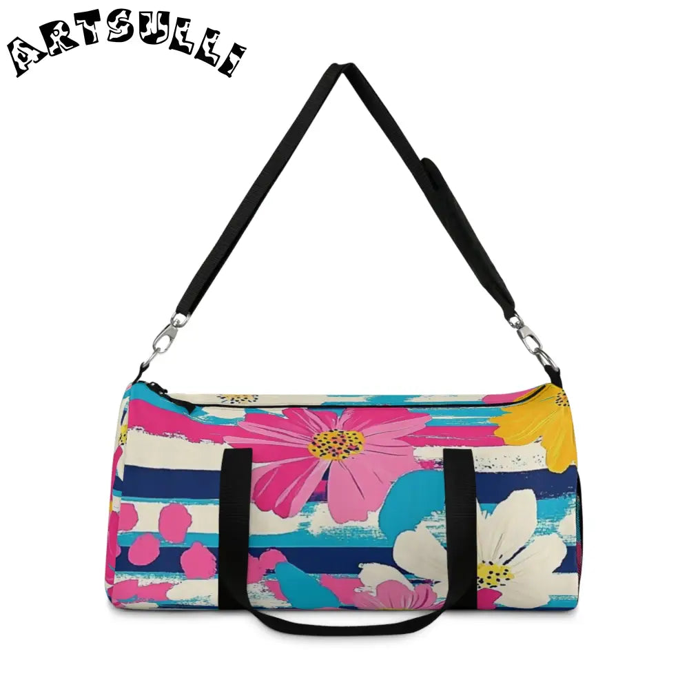 JAKKOUTTHEBXX Dayglo Floral Stripes II Multi-Color Duffel Bag
