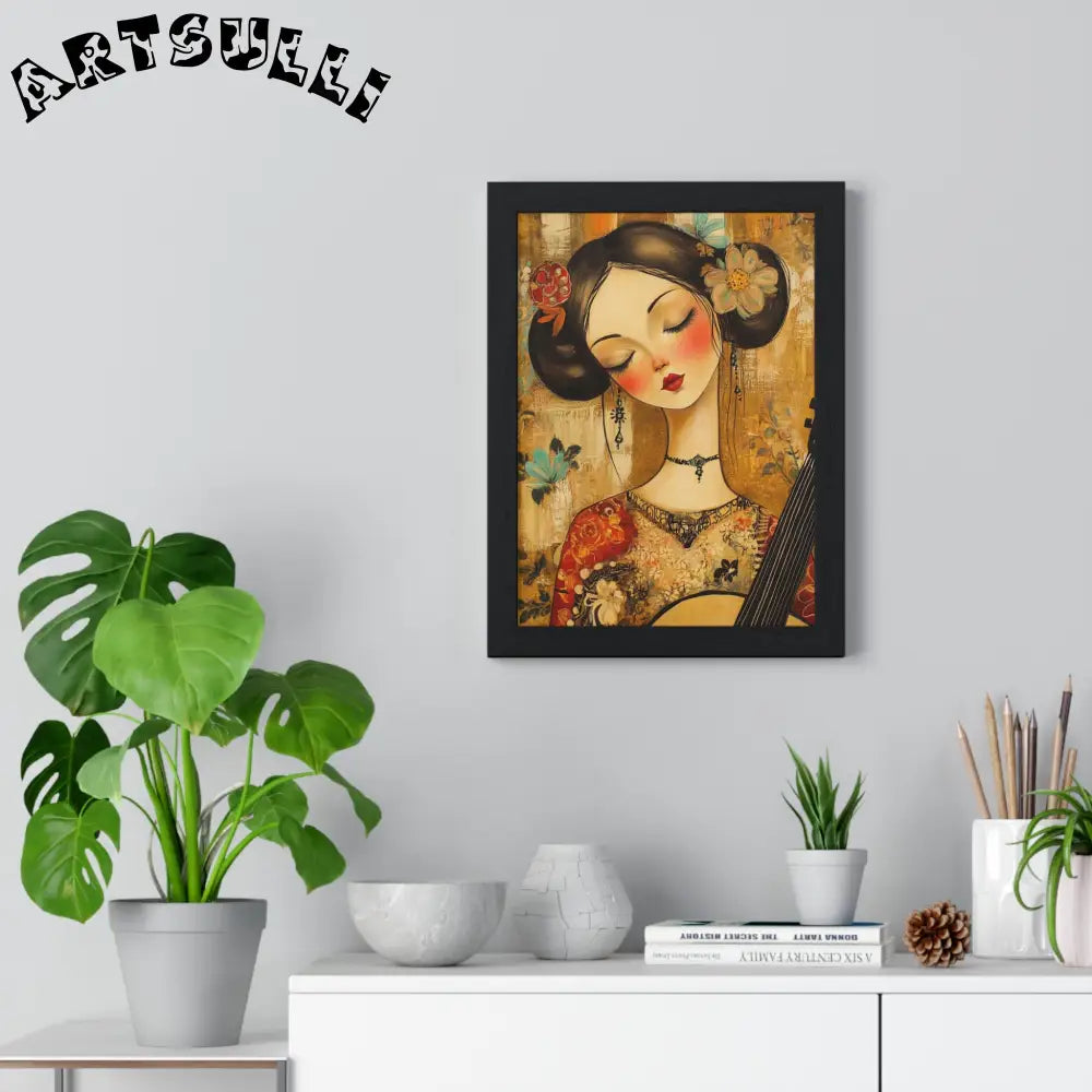 JAKKOUTTHEBXX Stylized Woman Musician Wood-Framed Poster 2025