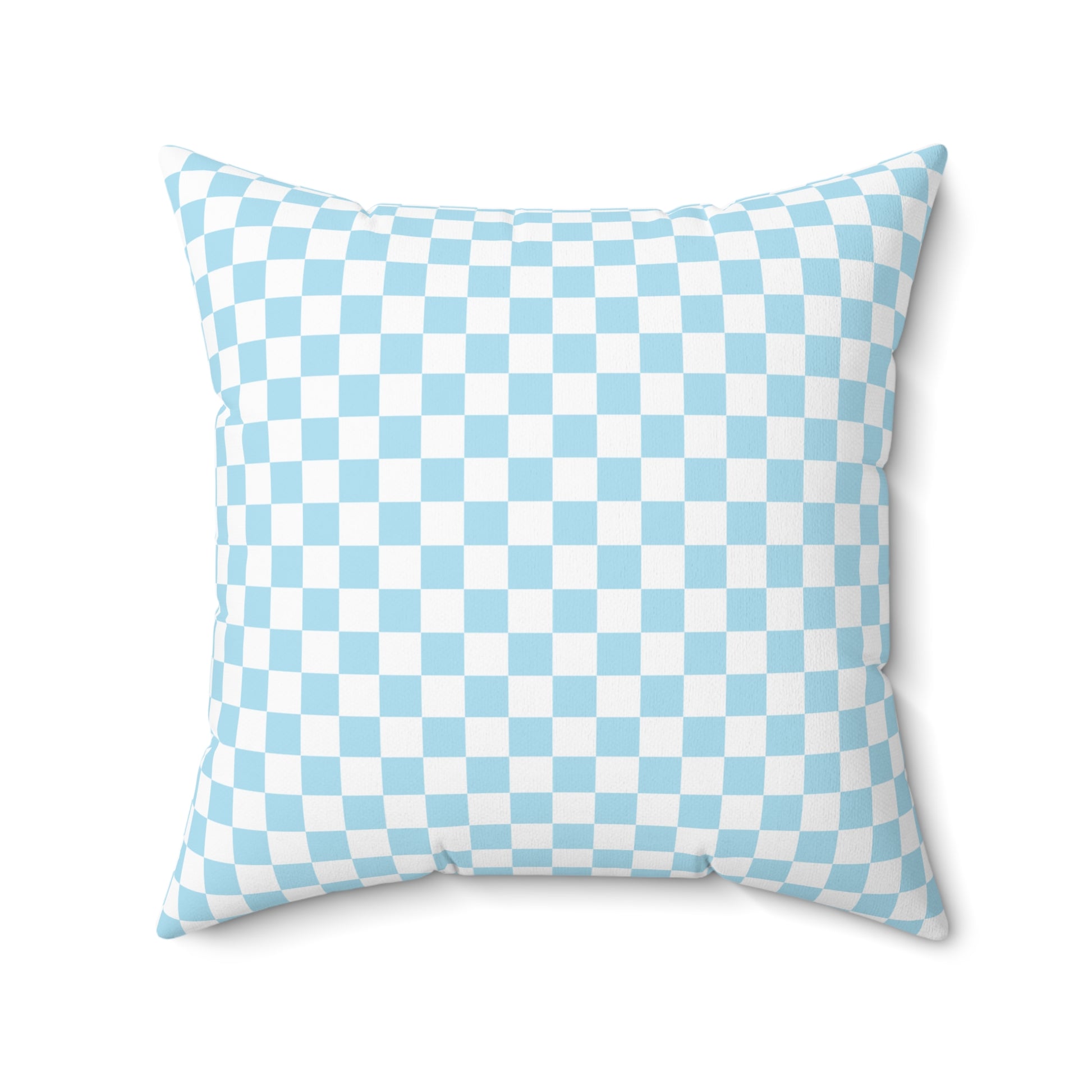 Checkerboard Sky Blue Spun Polyester Square Pillow, Artsulli - Art is Long, Life is Short, Home Decor, , , , , , , 