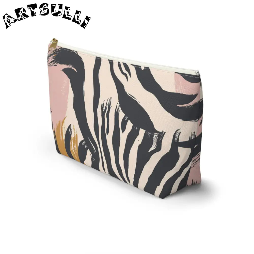 JAKKOUTTHEBXX Zebra Stripe And Brushstroke Cosmetic Pouch In Pink