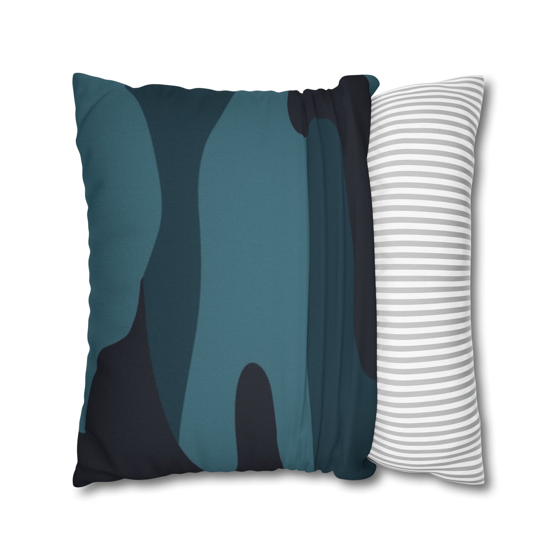 Blue Camouflage Spun Polyester Square Pillowcase, Artsulli - Art is Long, Life is Short, Home Decor, , , , , , , 