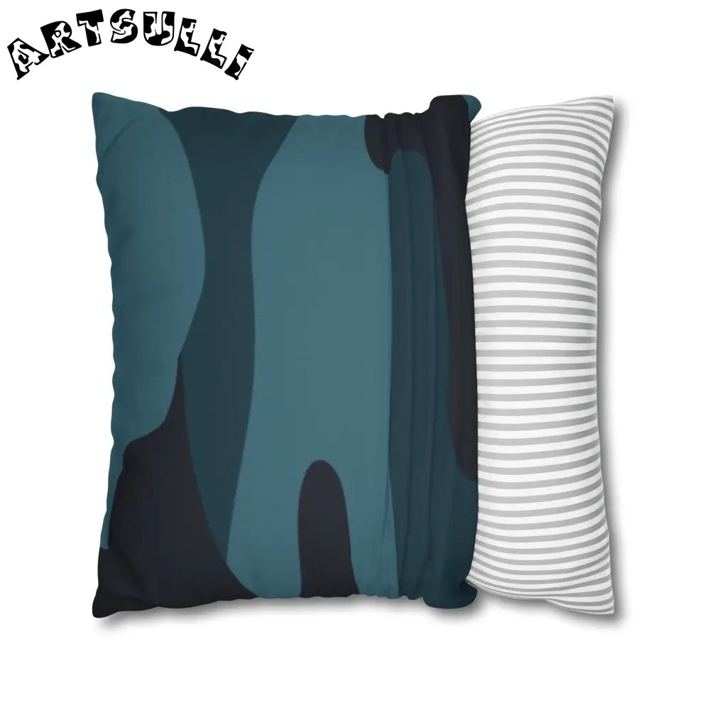 JAKKOUTTHEBXX Blue Camouflage Spun Polyester Square Pillowcase