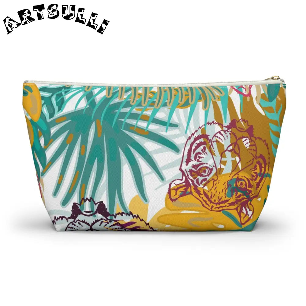 JAKKOUTTHEBXX Tropical Jungle Tigers Brown and Green Accessory Pouch
