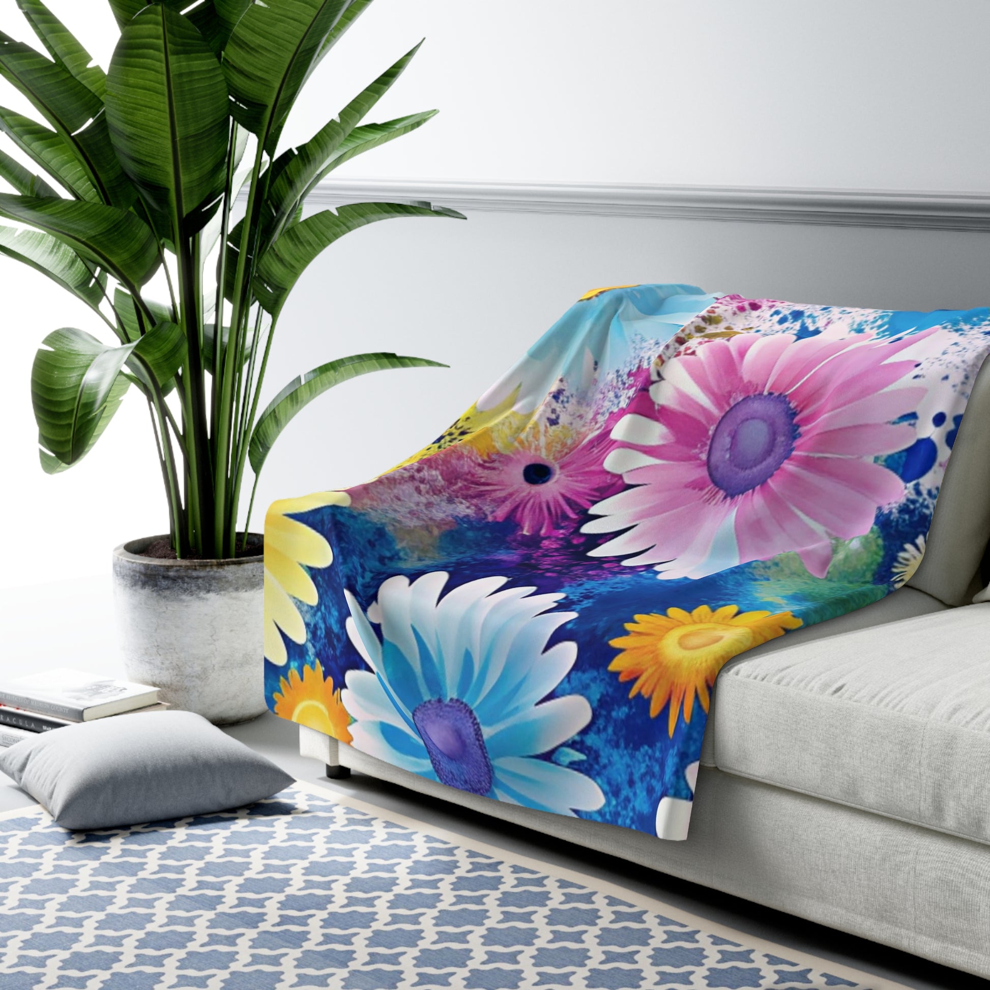 Magical Flower Explosion Multi-Color Sherpa Fleece Blanket, Artsulli - Art is Long, Life is Short, Home Decor, , , , , , , 