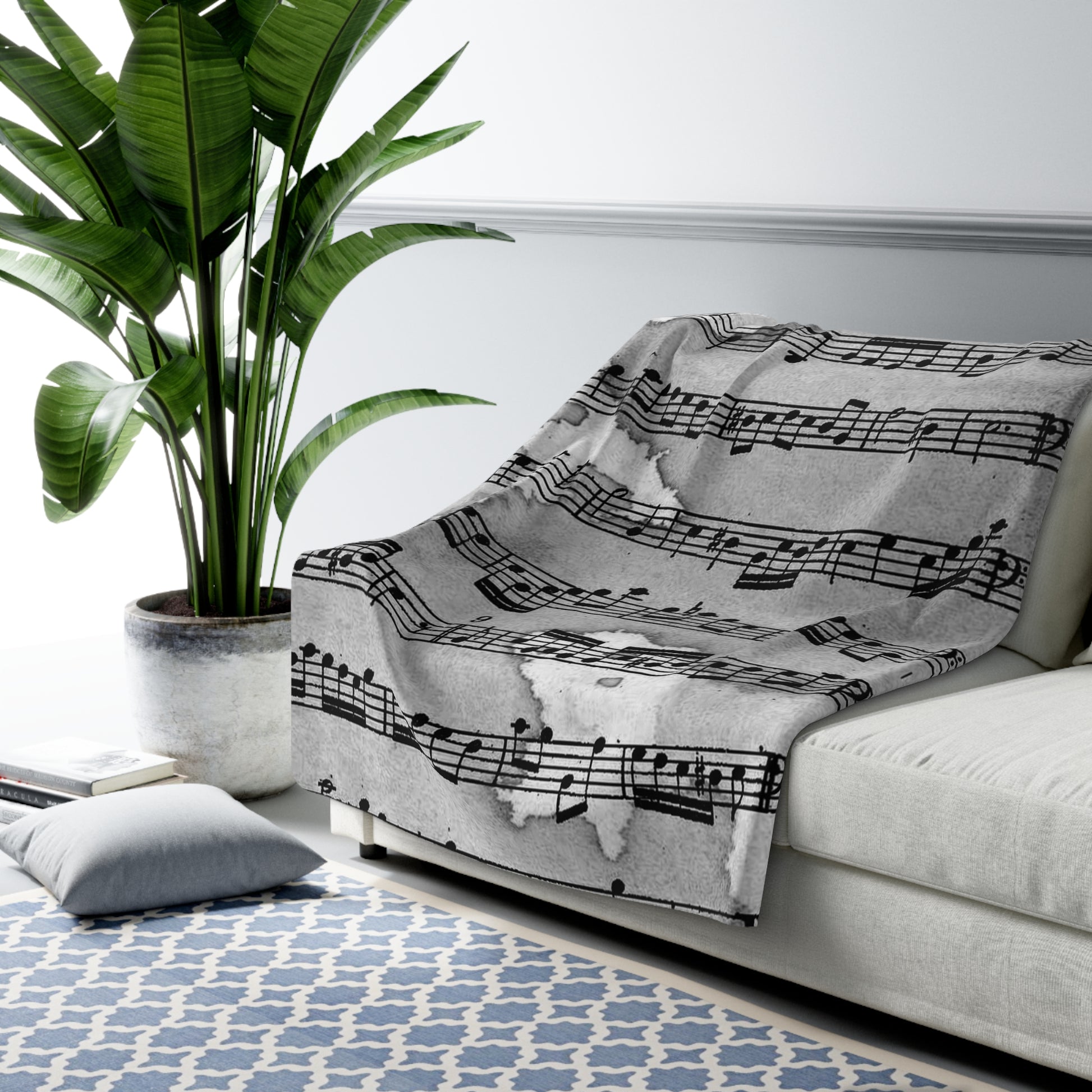 Drip Spill Type Beat Sheet Music Black Sherpa Fleece Blanket, Artsulli - Art is Long, Life is Short, Home Decor, , , , , , , 