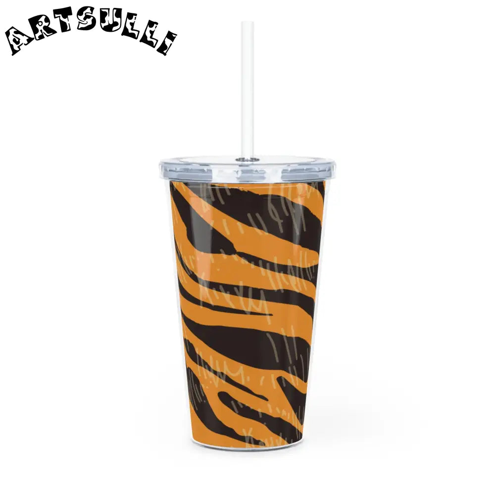 JAKKOUTTHEBXX Tiger Scratches Orange & Black Plastic Tumbler