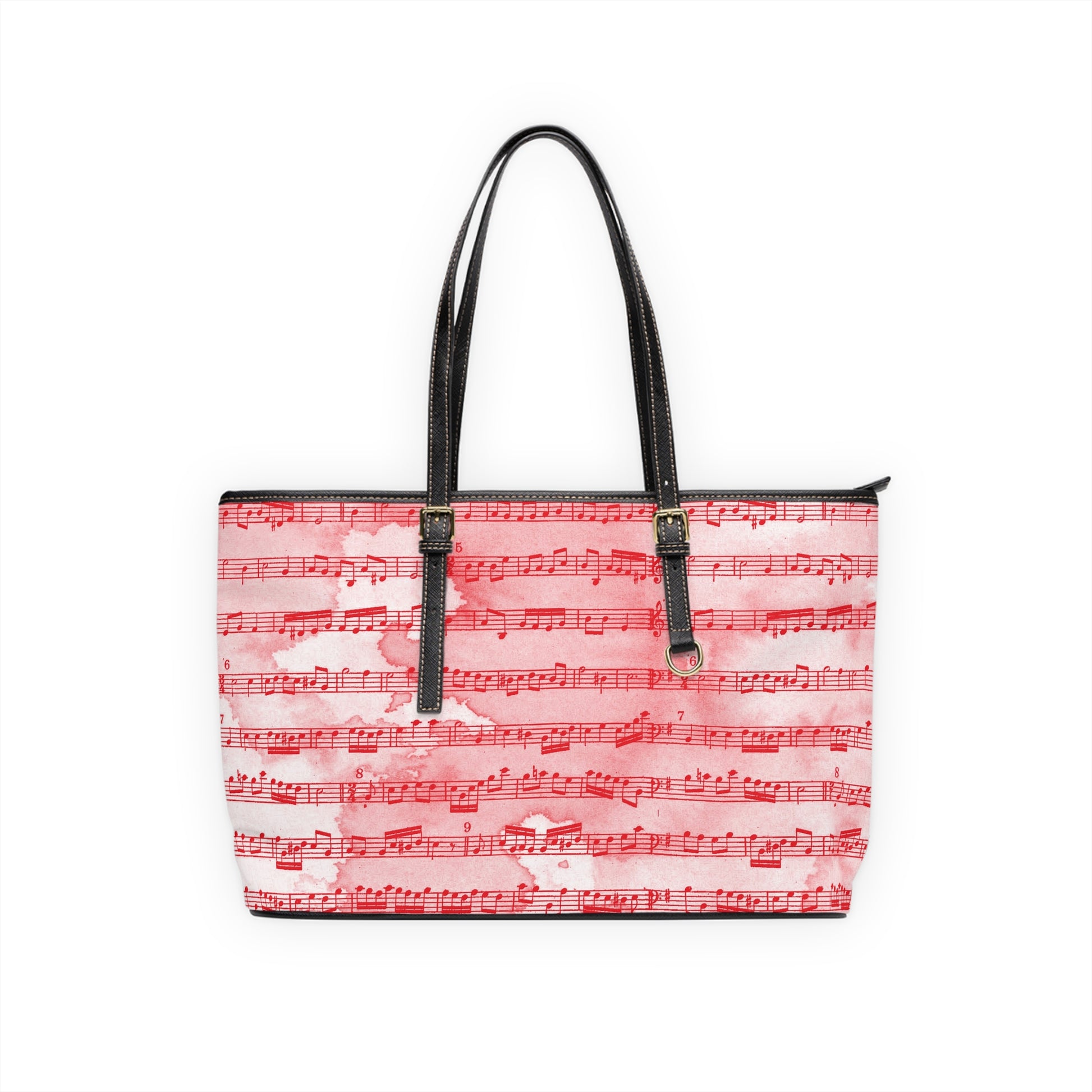 Drip Spill Type Beat Sheet Music  II Red PU Leather Shoulder Bag, Artsulli - Art is Long, Life is Short, Bags, Size, 17" x 11", Color, Black, , , 23081989349238212425