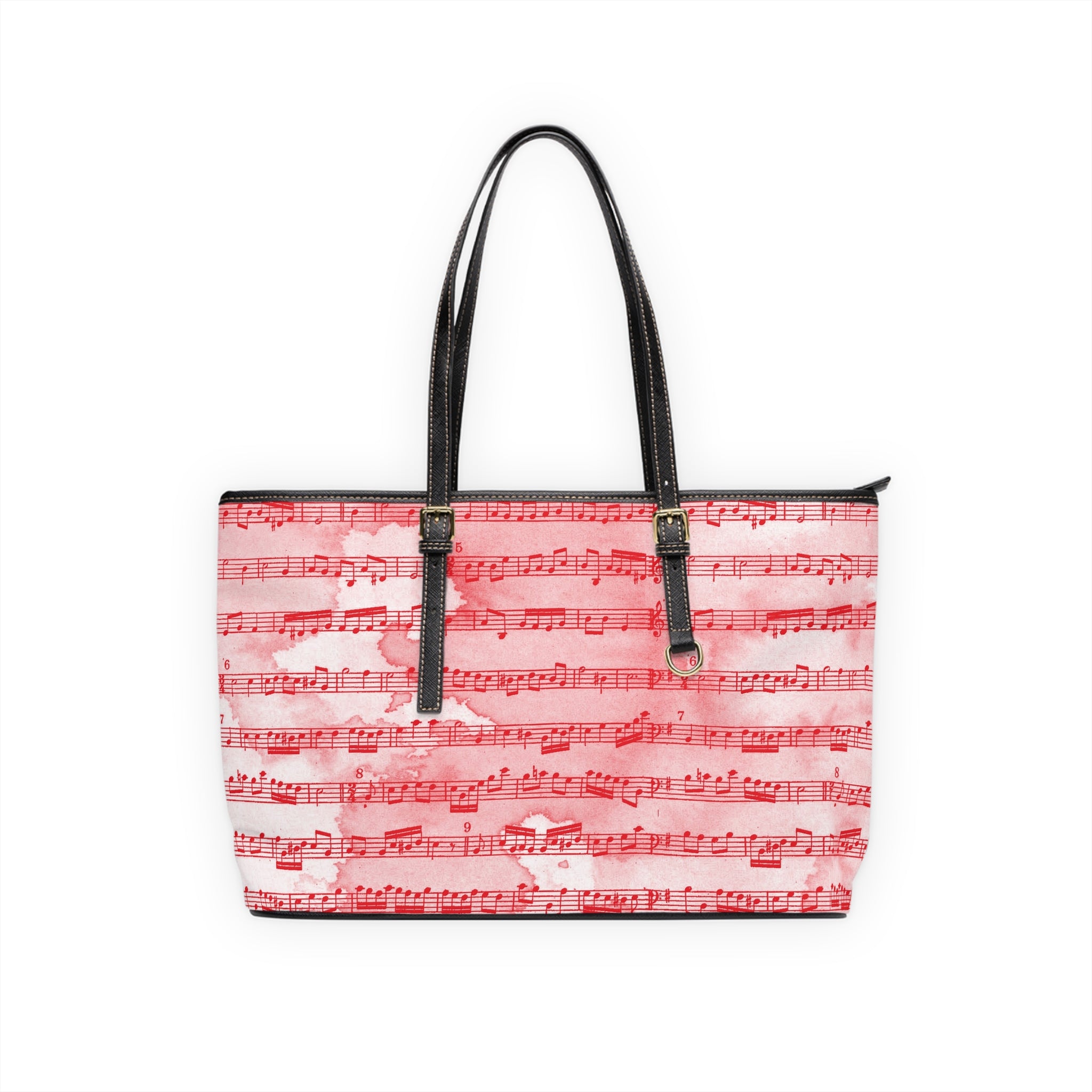 Drip Spill Type Beat Sheet Music  II Red PU Leather Shoulder Bag, Artsulli - Art is Long, Life is Short, Bags, Size, 17" x 11", Color, Black, , , 23081989349238212425