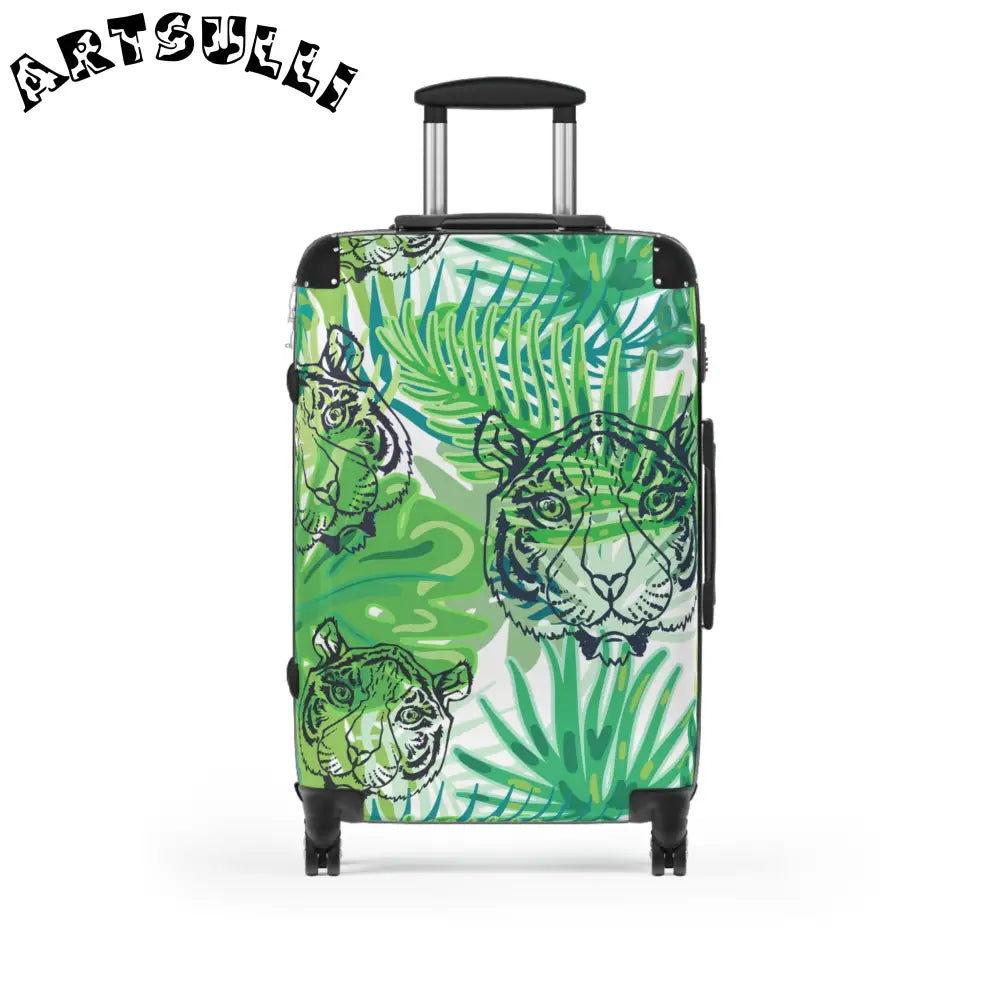 JAKKOUTTHEBXX Tropical Jungle Tigers Green Suitcase JAKKOUTTHEBXX