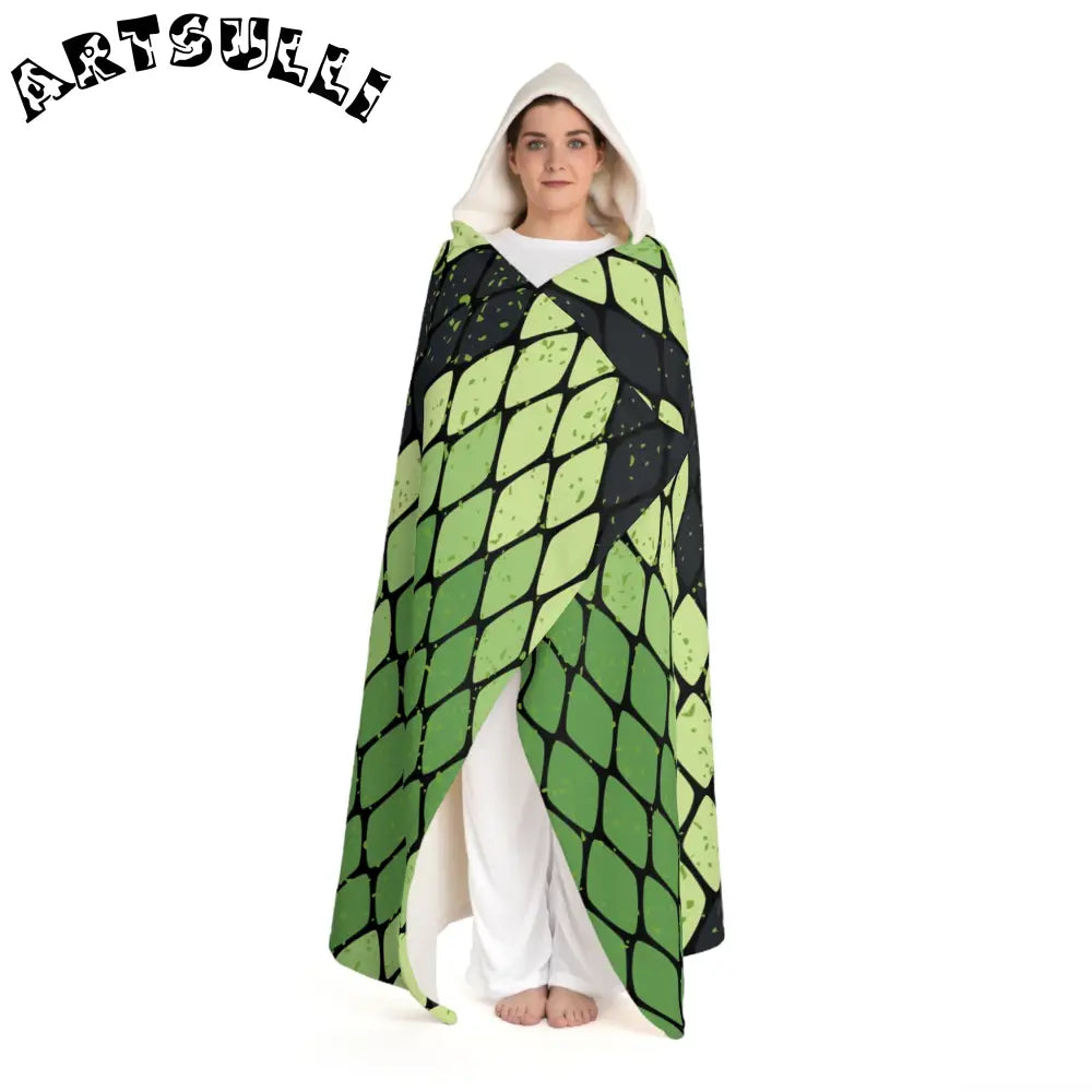 JAKKOUTTHEBXX Snake Skin Green and Black Hooded Sherpa Fleece