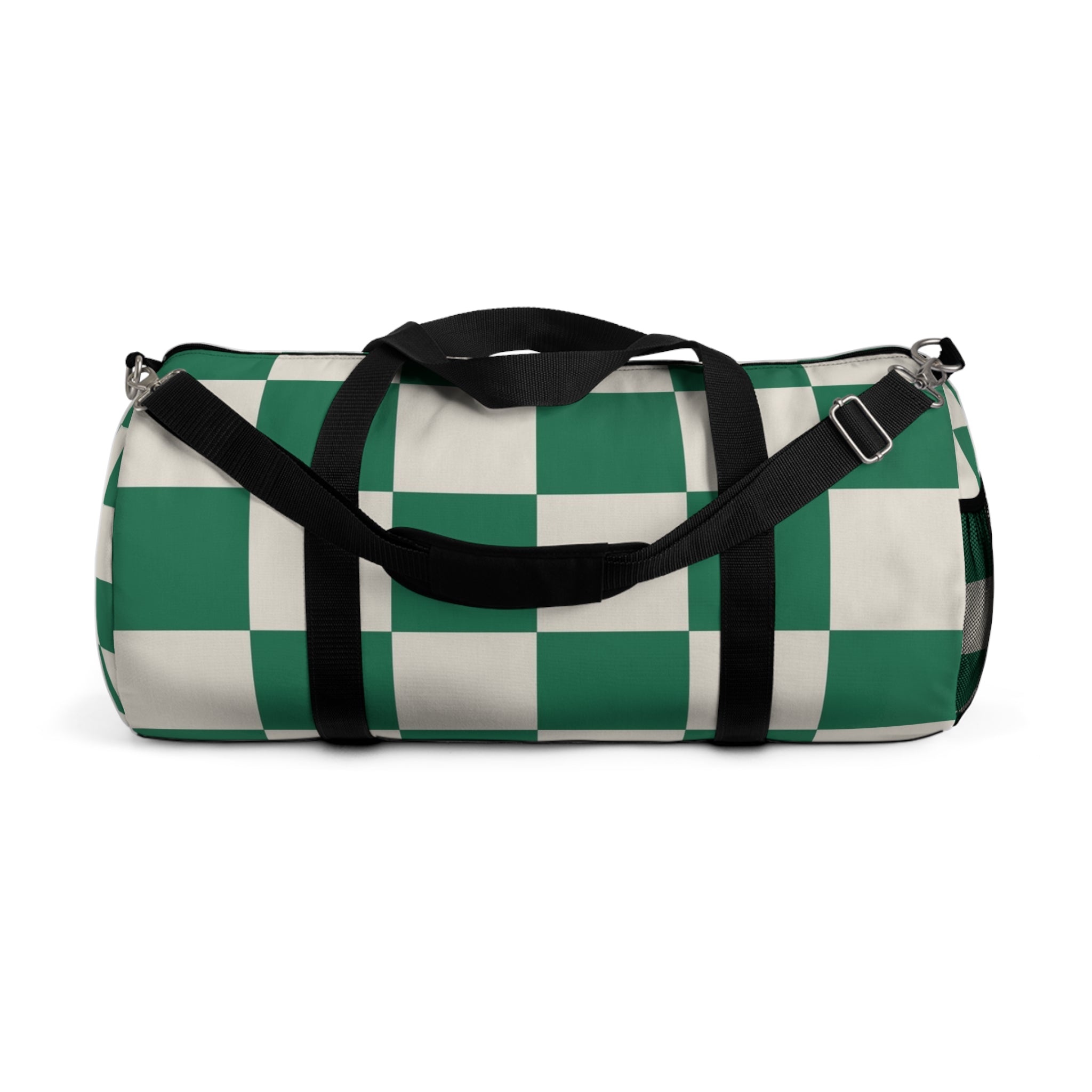 Checkerboard Dark Green Duffel Bag, Artsulli - Art is Long, Life is Short, Bags, Size, Large, , , , , 49684661482335725039