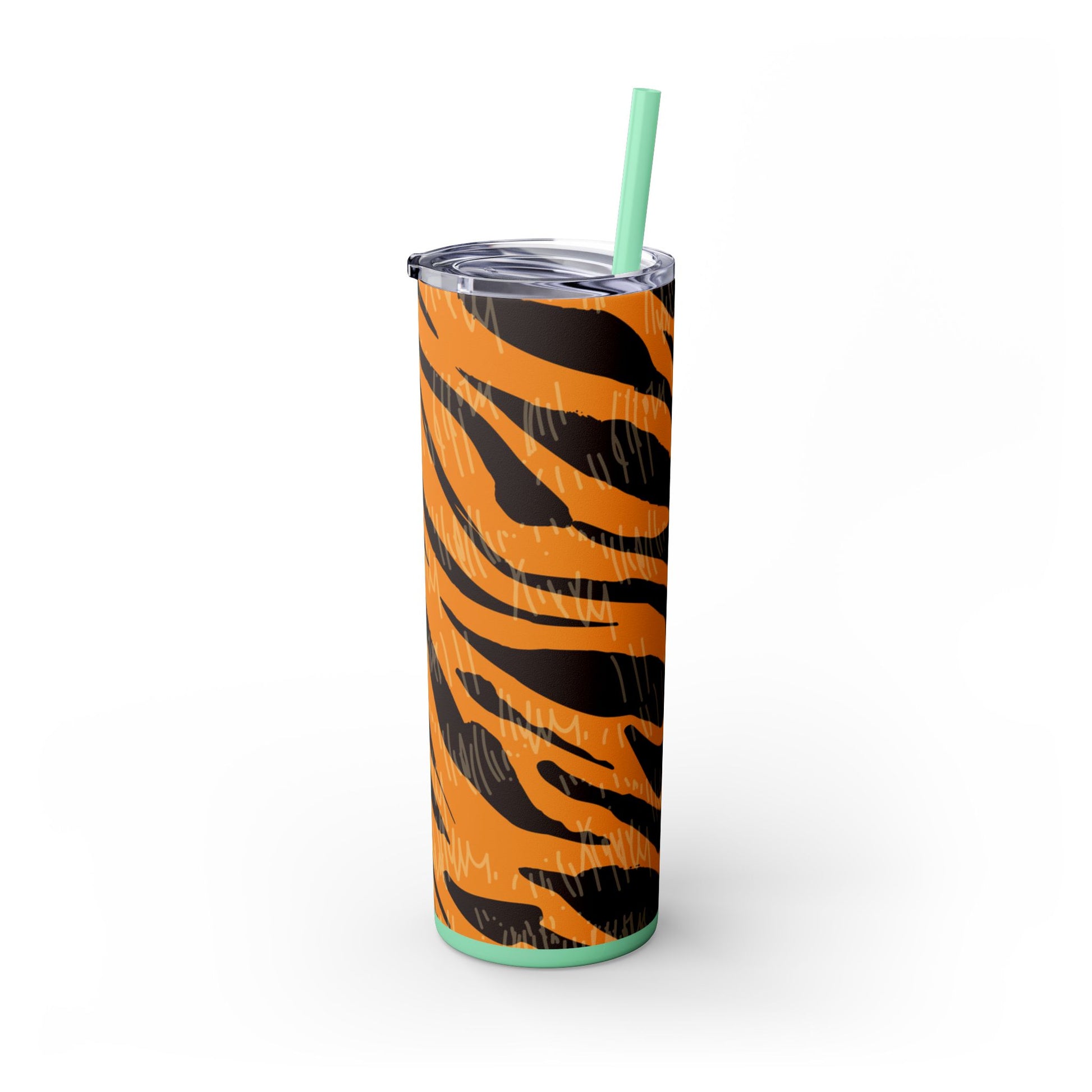 Tiger Scratches Orange & Black Skinny Tumbler with Straw, 20oz, Artsulli - Art is Long, Life is Short, Mug, , , , , , , 
