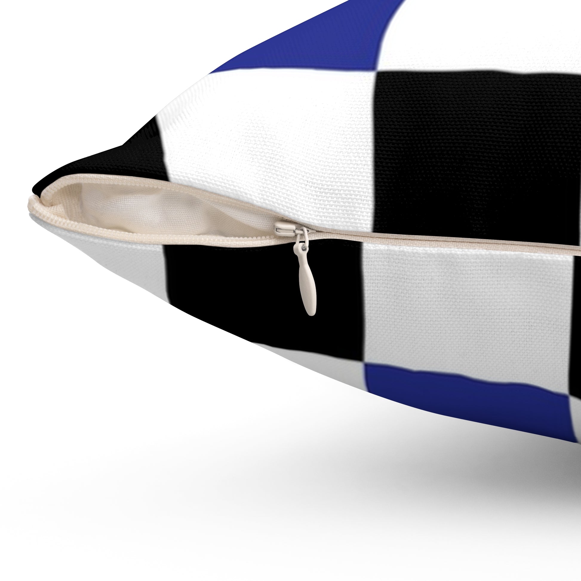 Checkerboard Blue White and Black Spun Polyester Square Pillow, Artsulli - Art is Long, Life is Short, Home Decor, , , , , , , 