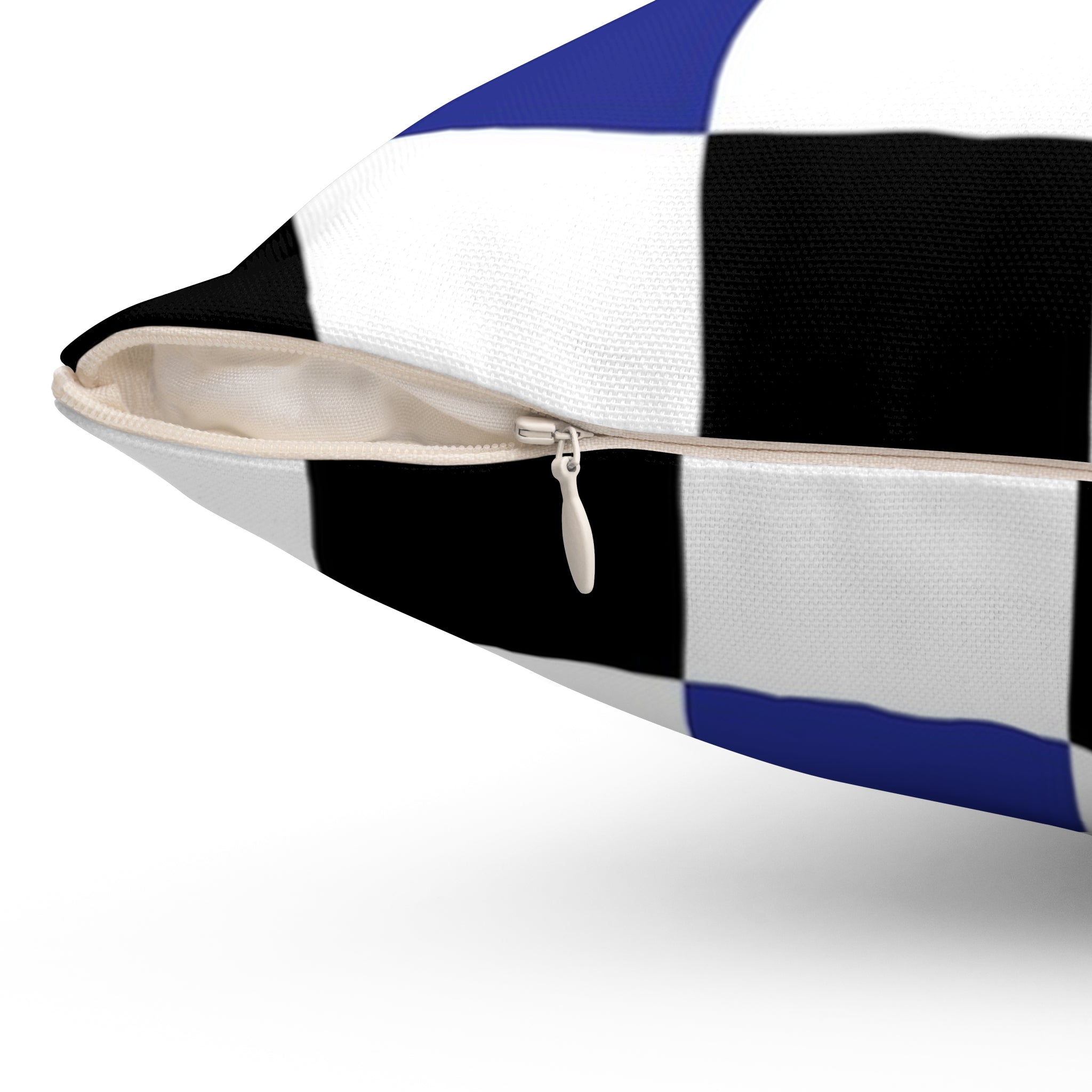 Checkerboard Blue White and Black Spun Polyester Square Pillow, Artsulli - Art is Long, Life is Short, Home Decor, , , , , , , 
