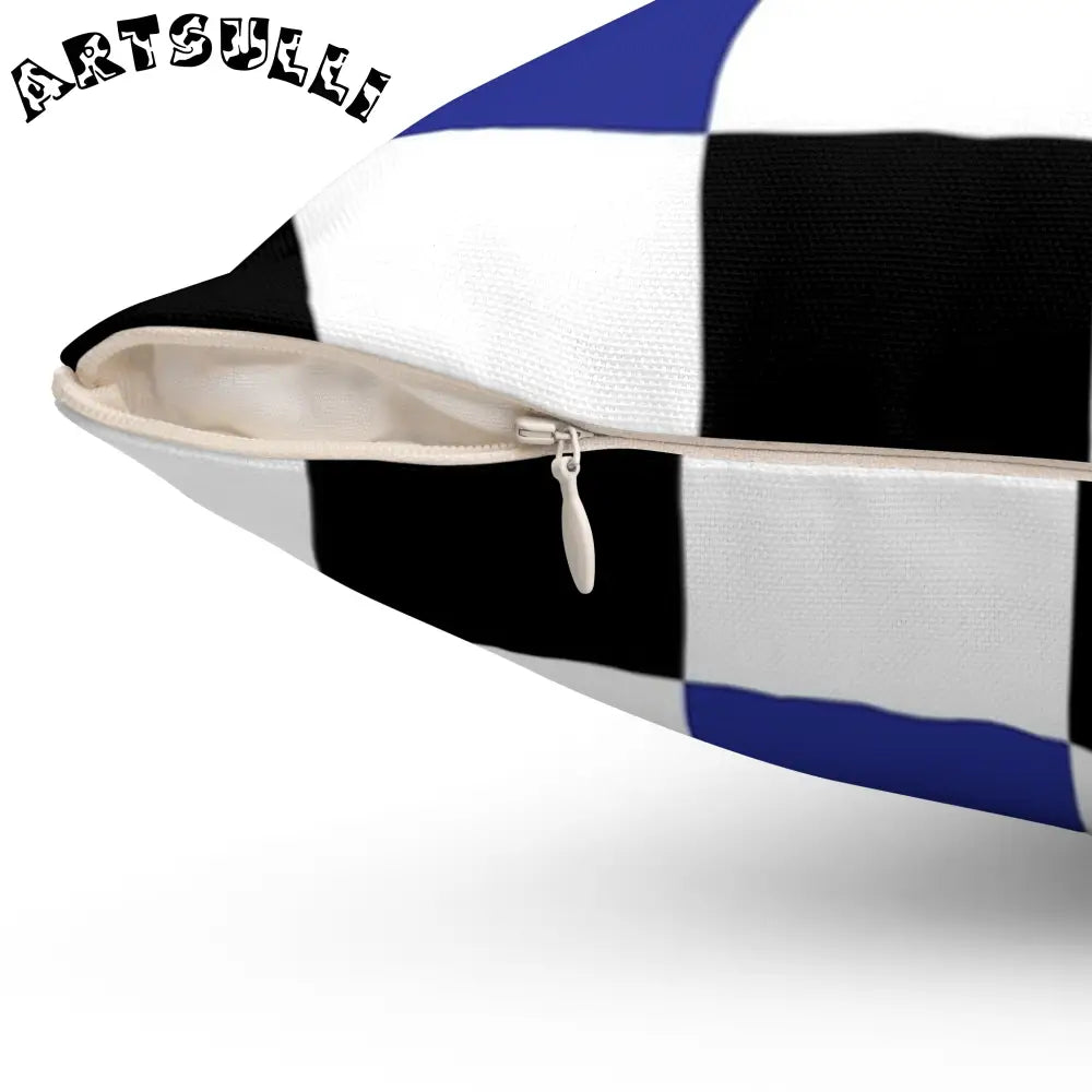 JAKKOUTTHEBXX Checkerboard Blue White and Black Spun Polyester