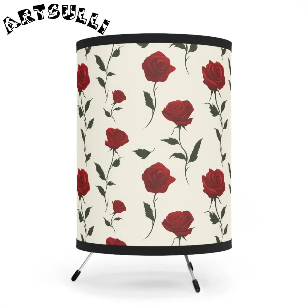 JAKKOUTTHEBXX Red Roses Tripod Lamp with High-Res Printed Shade