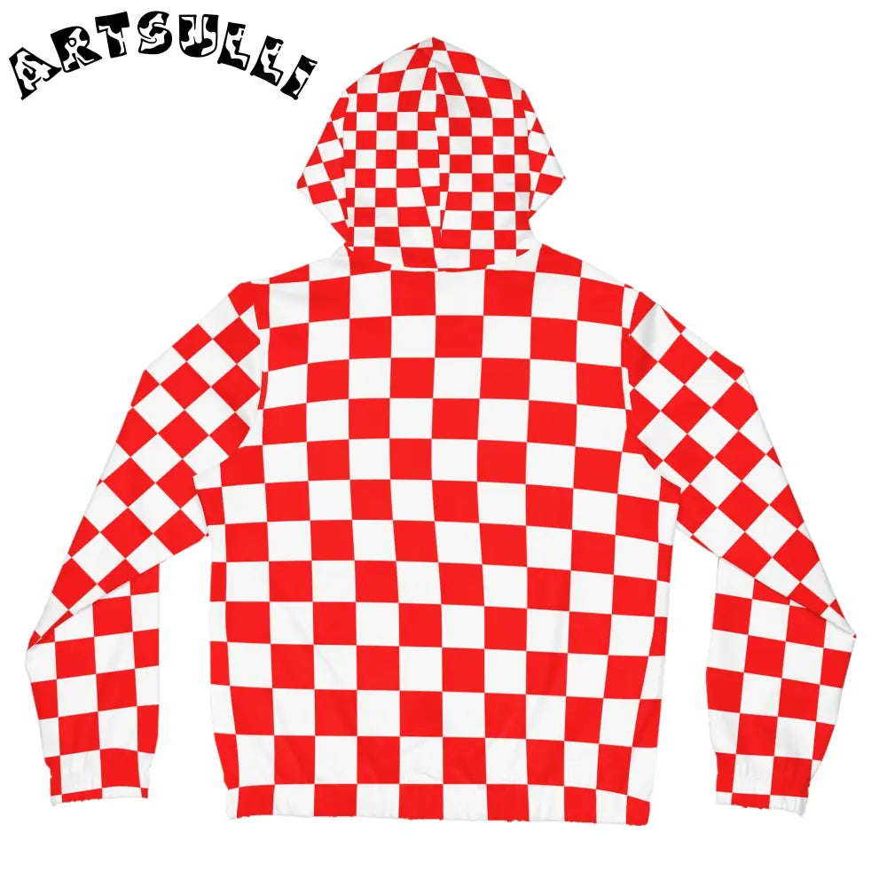 JAKKOUTTHEBXX Checkerboard Red and White Women’s Full-Zip Hoodie
