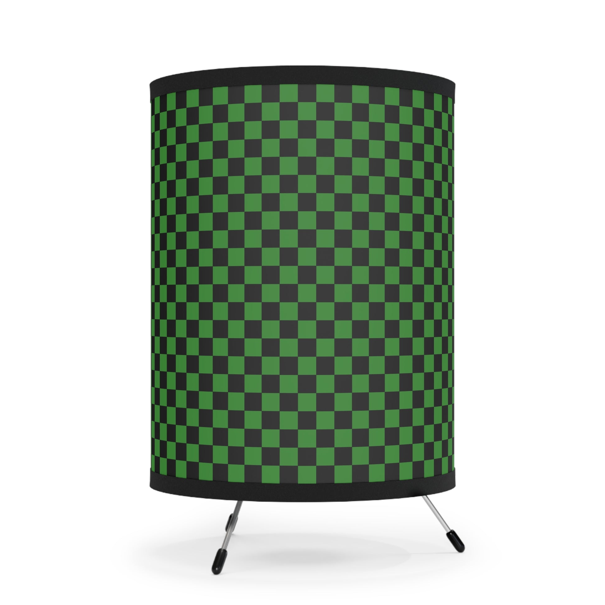 Checkerboard Green and Black Tripod Lamp with High-Res Printed Shade, US\CA plug, Artsulli - Art is Long, Life is Short, Home Decor, , , , , , , 