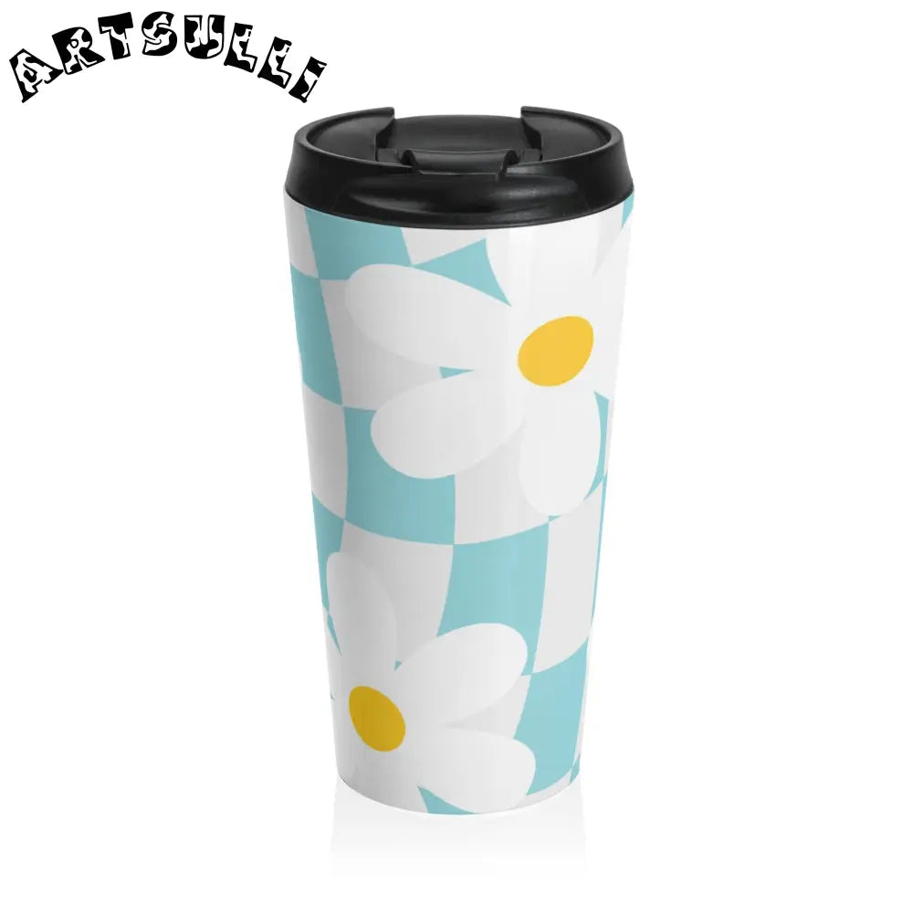 JAKKOUTTHEBXX Trippy Check Garden Stainless Steel Travel Mug