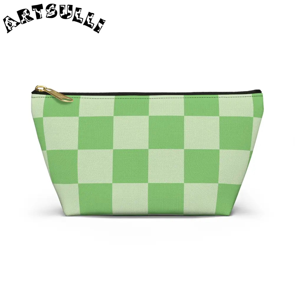 JAKKOUTTHEBXX Checkerboard Green Accessory Pouch w T-bottom