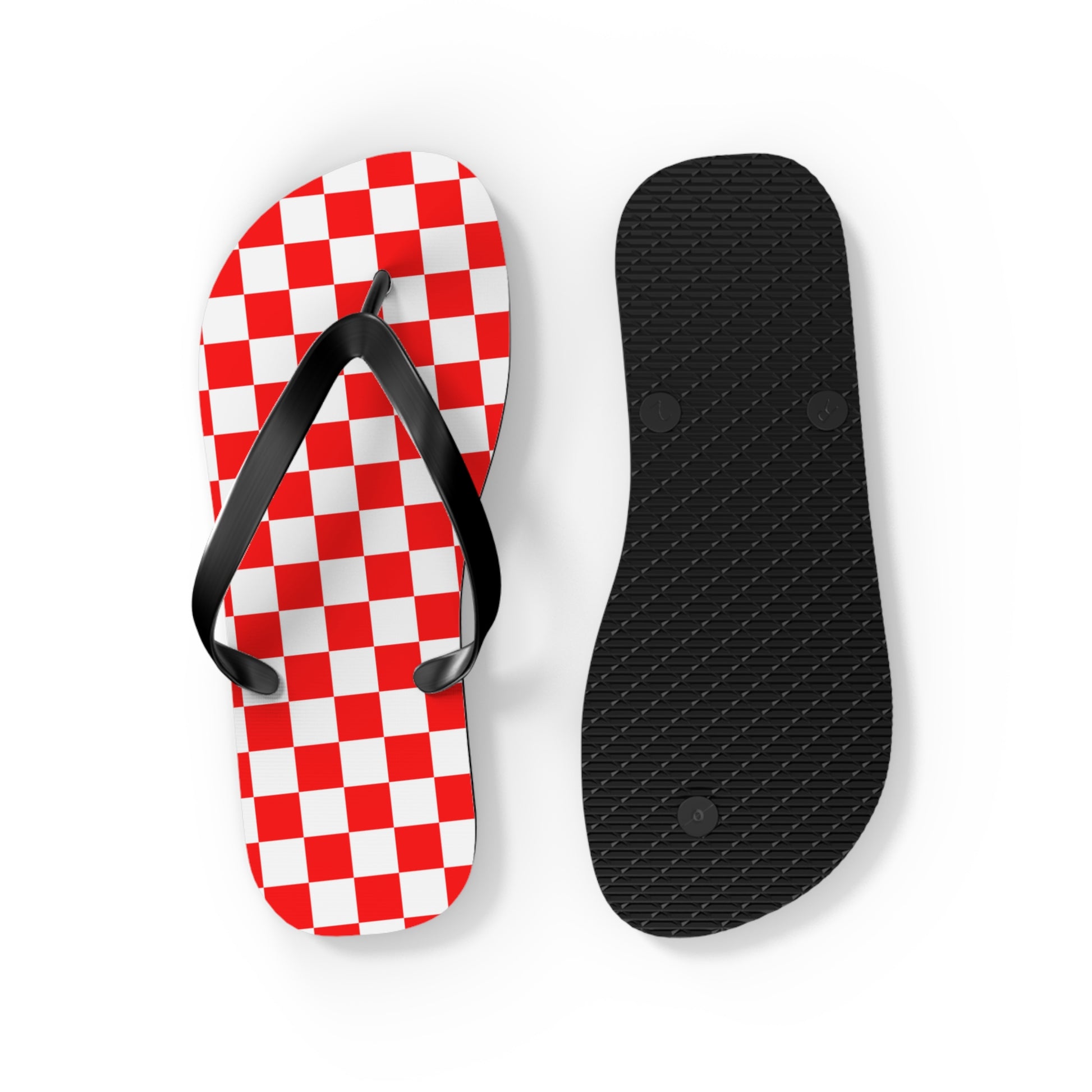 Checkerboard II Red and White Flip Flops, Artsulli - Art is Long, Life is Short, Shoes, , , , , , , 