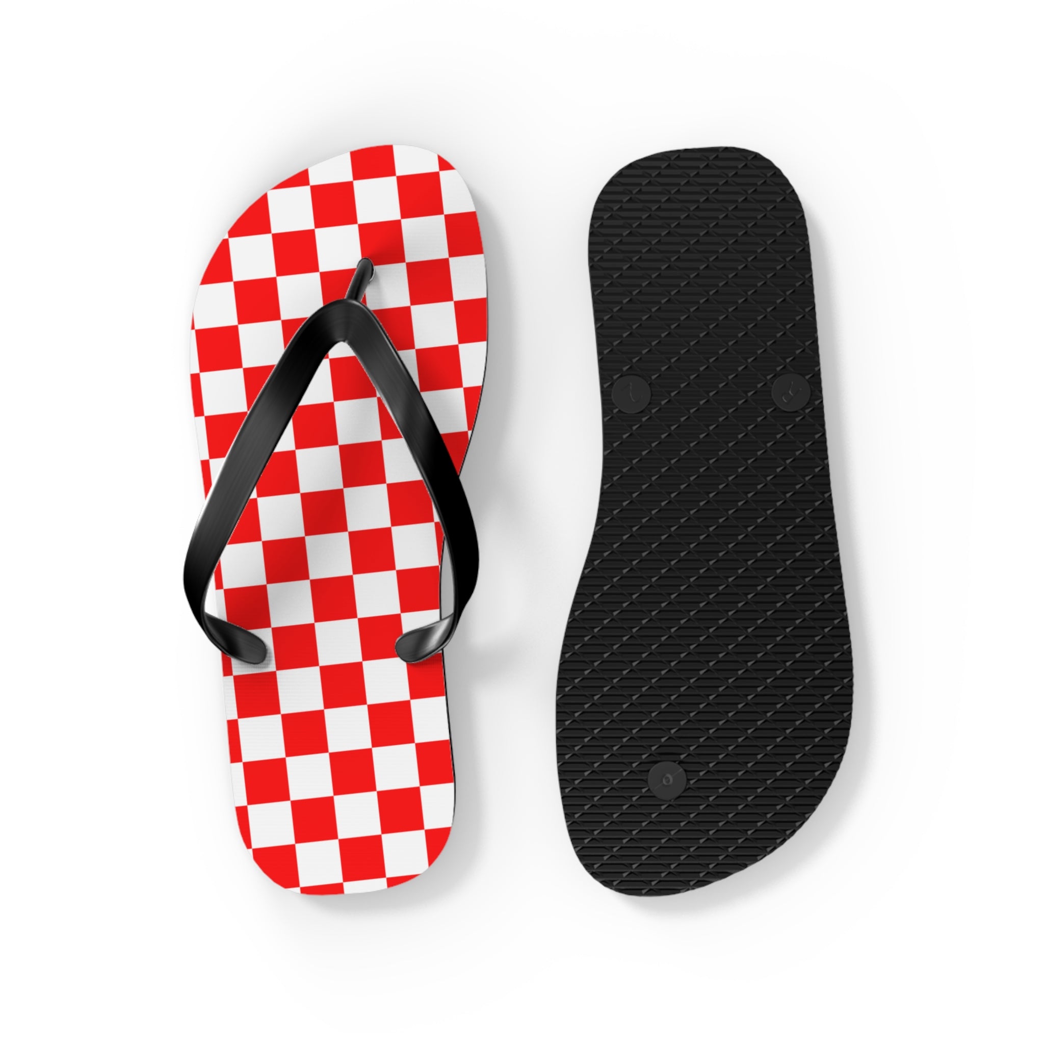 Checkerboard II Red and White Flip Flops, Artsulli - Art is Long, Life is Short, Shoes, , , , , , , 