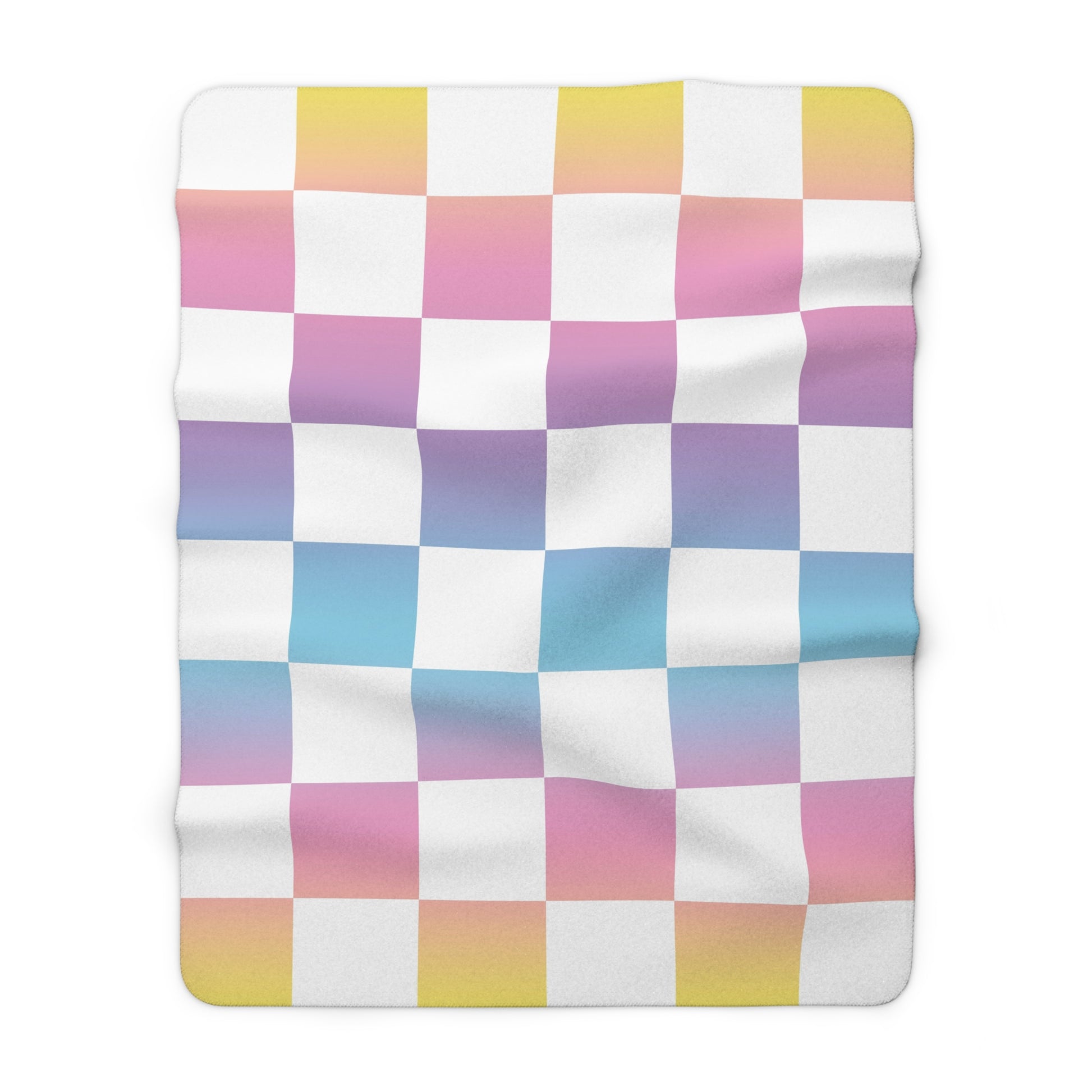 Vaporwave Check Sherpa Fleece Blanket, Artsulli - Art is Long, Life is Short, Home Decor, Size, 60" × 80", , , , , 30080494414694748292