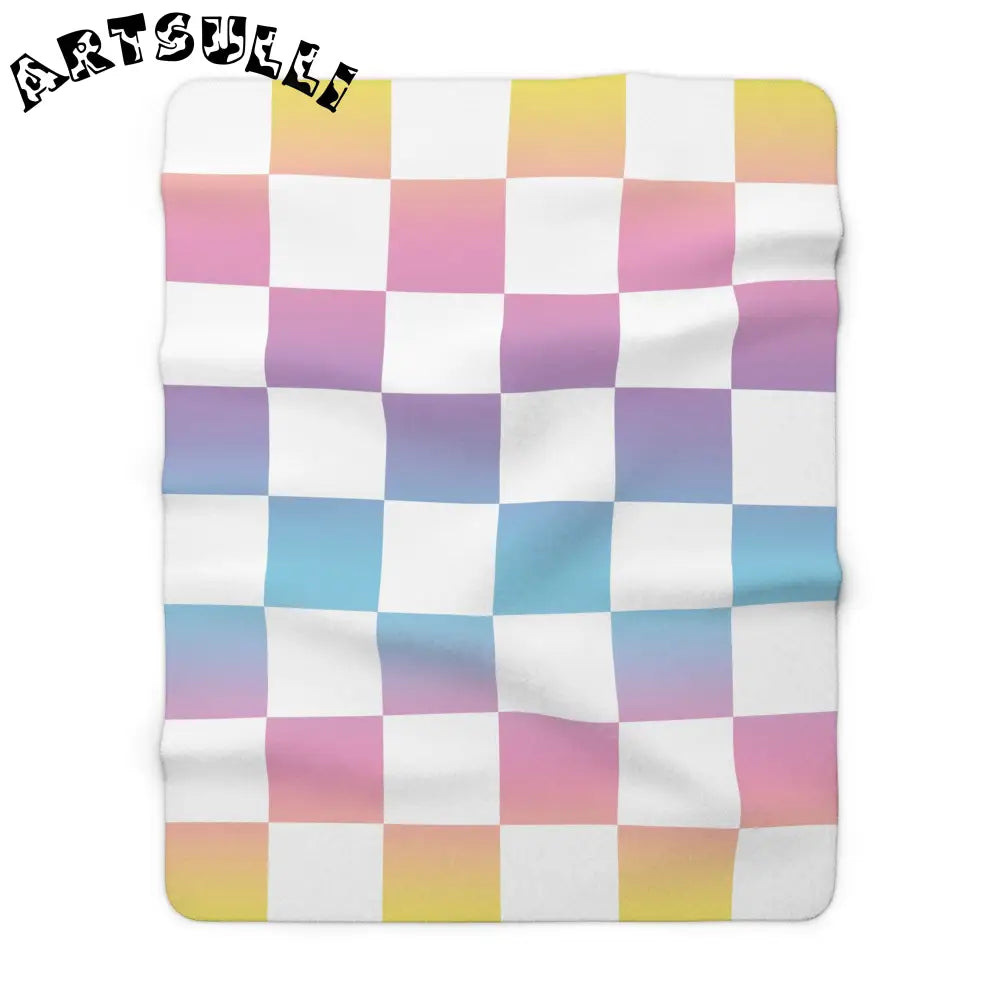 JAKKOUTTHEBXX Vaporwave Check Sherpa Fleece Blanket JAKKOUTTHEBXX