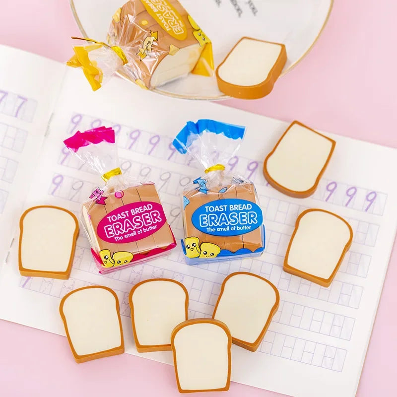 Buy The Best By Artsulli - Art is Long Life Short - 4Pcs/Lot Cute Toast Bread Eraser School Stationery Creative Kids Writing Drawing Rubber
