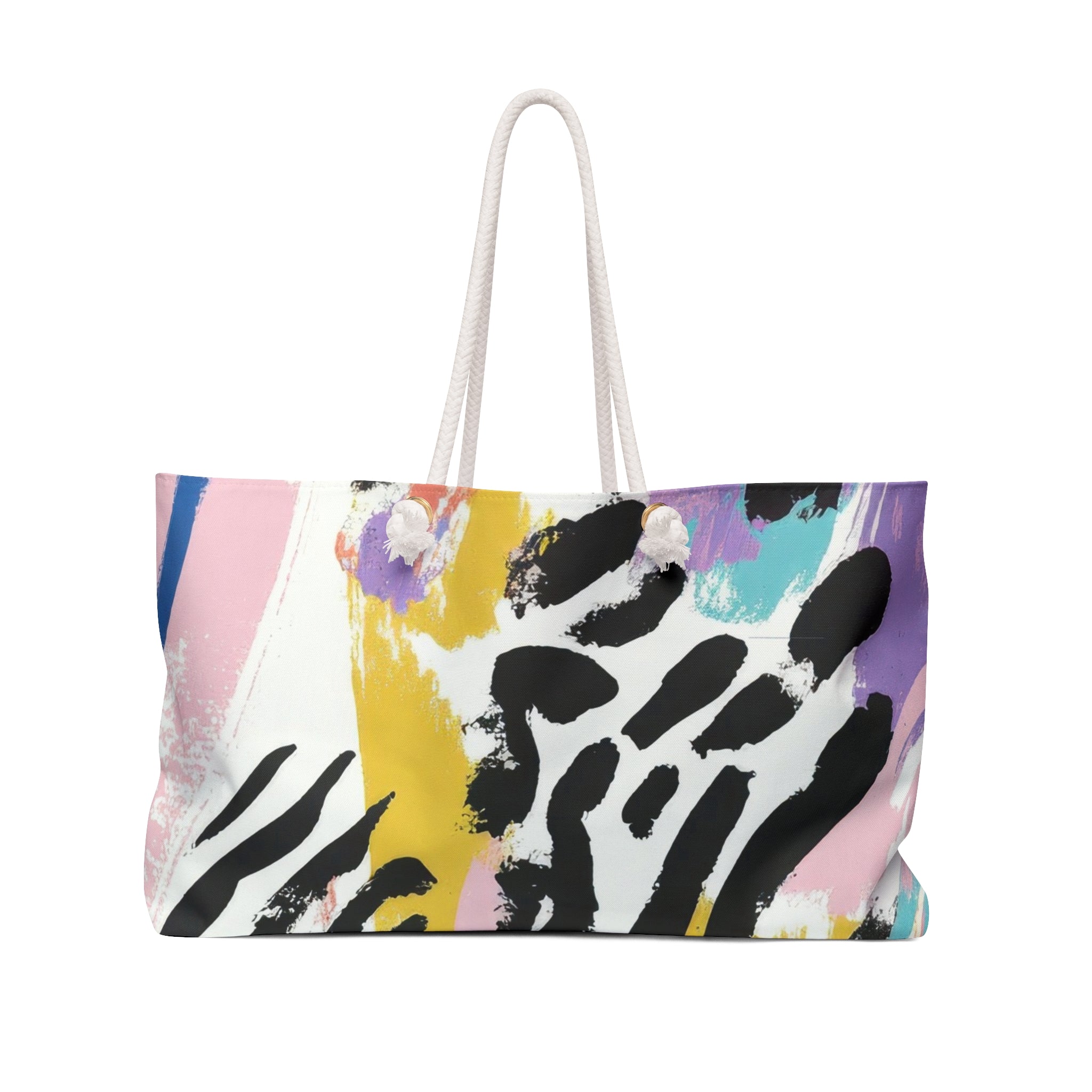 Wild Zebra Stripes x Paint Brush Strokes Multi-Color Weekender Bag, Artsulli - Art is Long, Life is Short, Bags, Size, 24" × 13", , , , , 15950200325795