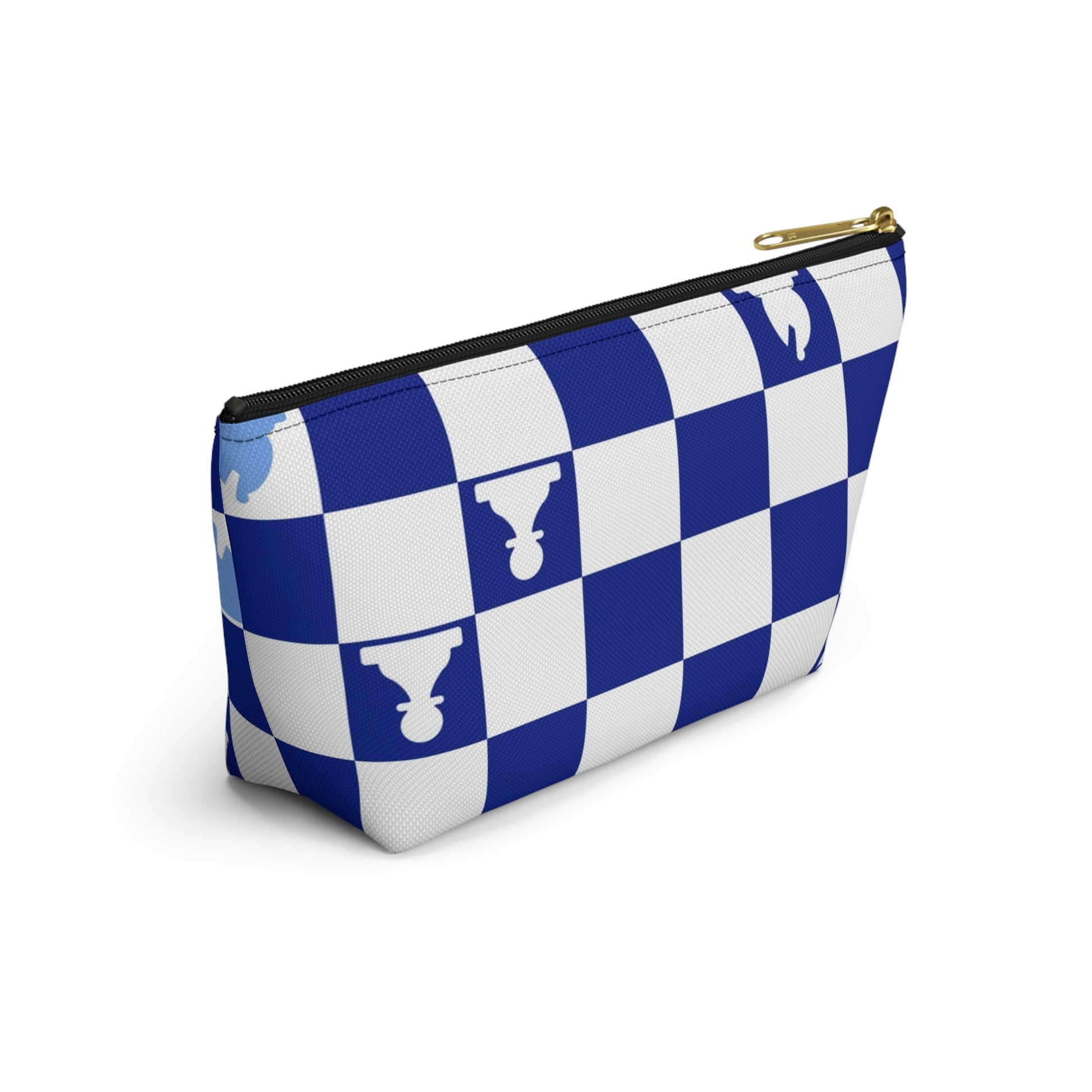 Chessboard Navy Blue Accessory Pouch w T-bottom, Artsulli - Art is Long, Life is Short, Bags, , , , , , , 