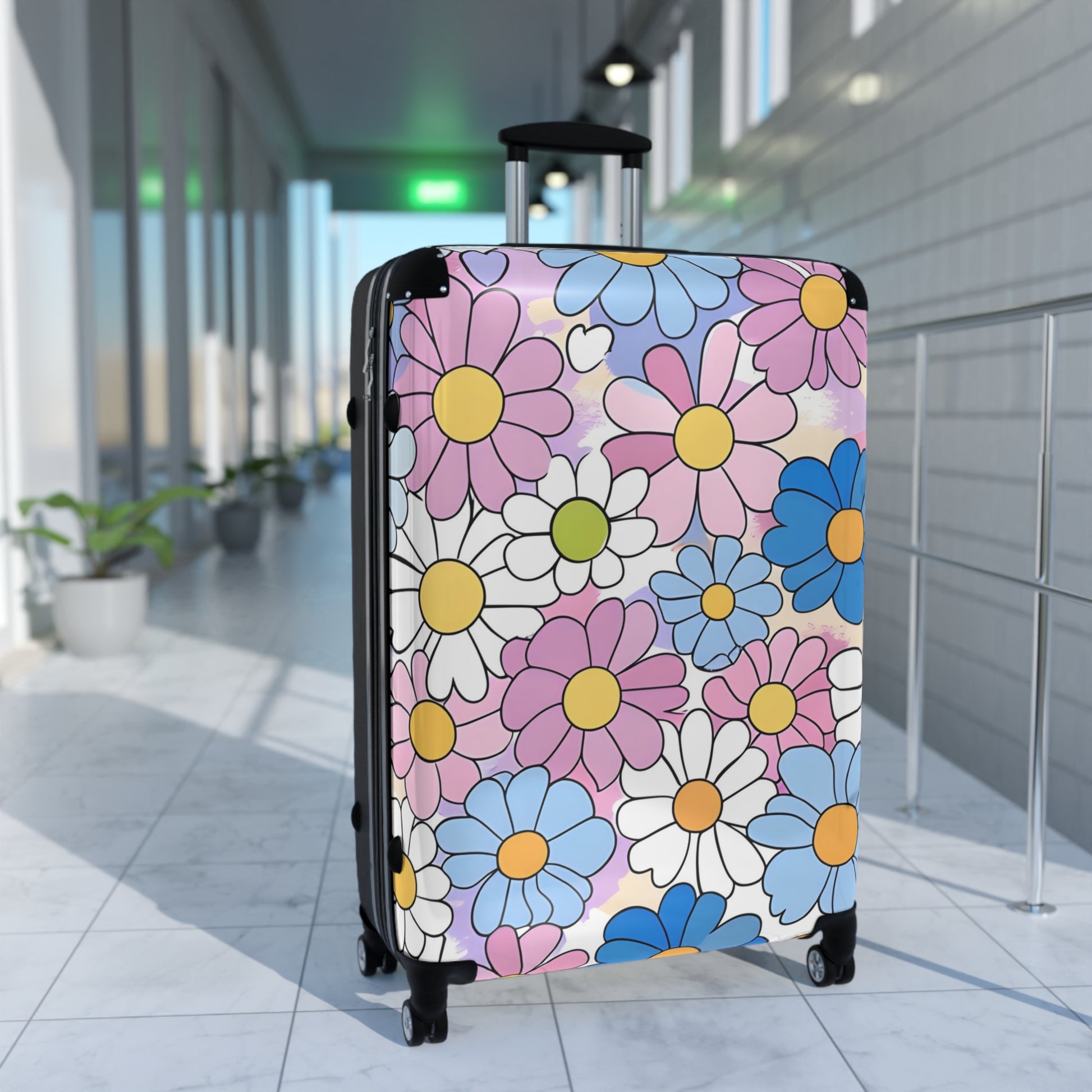 Flower Hour Purple and Blue Suitcase, Artsulli - Art is Long, Life is Short, Bags, , , , , , , 