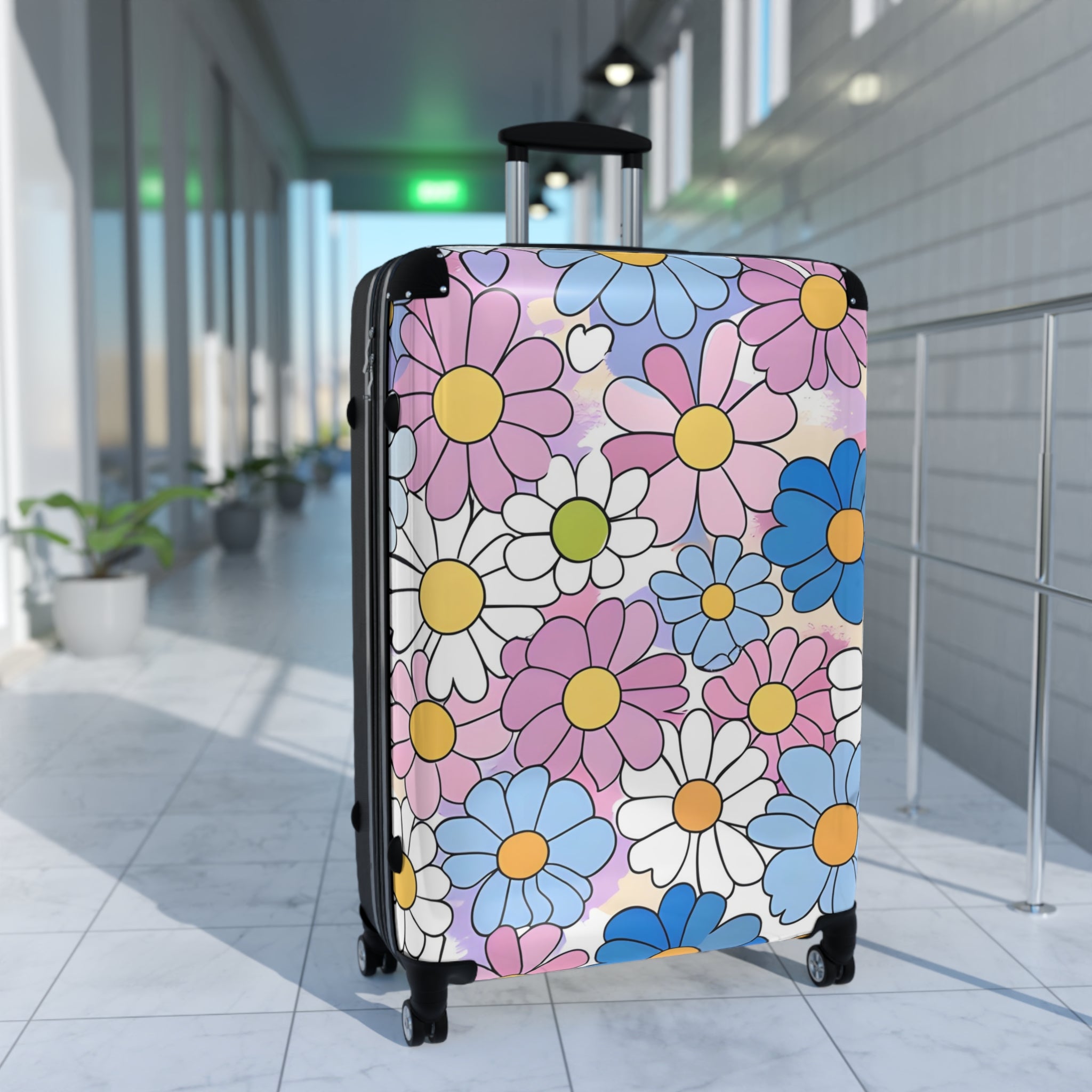 Flower Hour Purple and Blue Suitcase, Artsulli - Art is Long, Life is Short, Bags, , , , , , , 