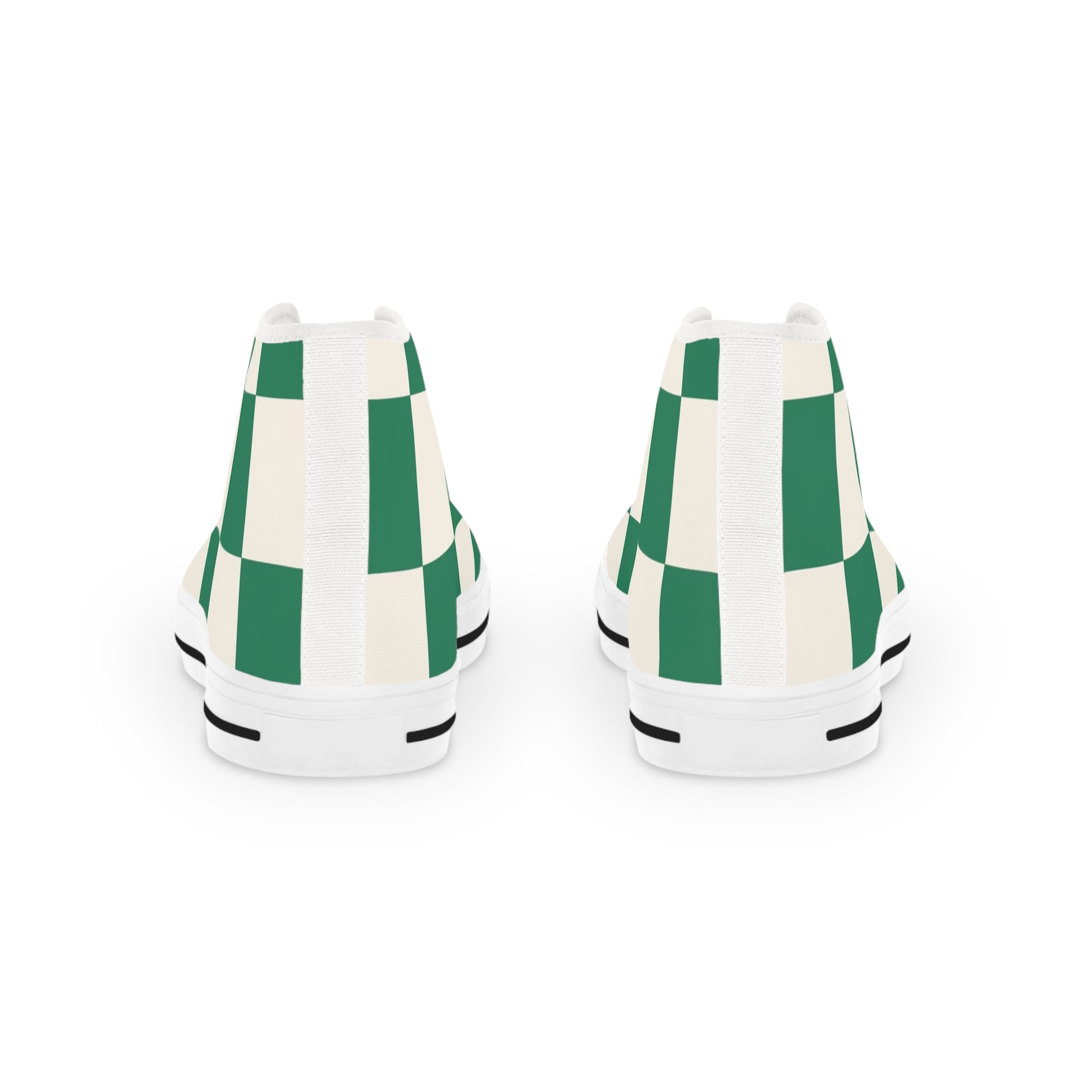 Checkerboard Dark Green Men's High Top Sneakers, Artsulli - Art is Long, Life is Short, Shoes, , , , , , , 