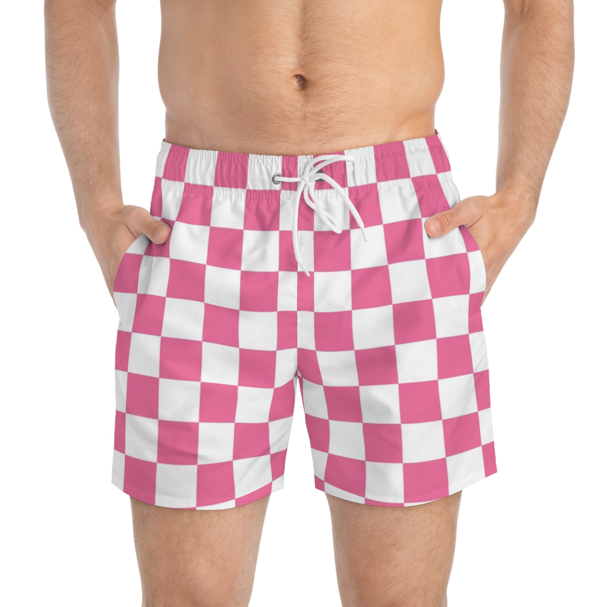 Yuyushiki Pink Check Swim Trunks (AOP), Artsulli - Art is Long, Life is Short, All Over Prints, , , , , , , 