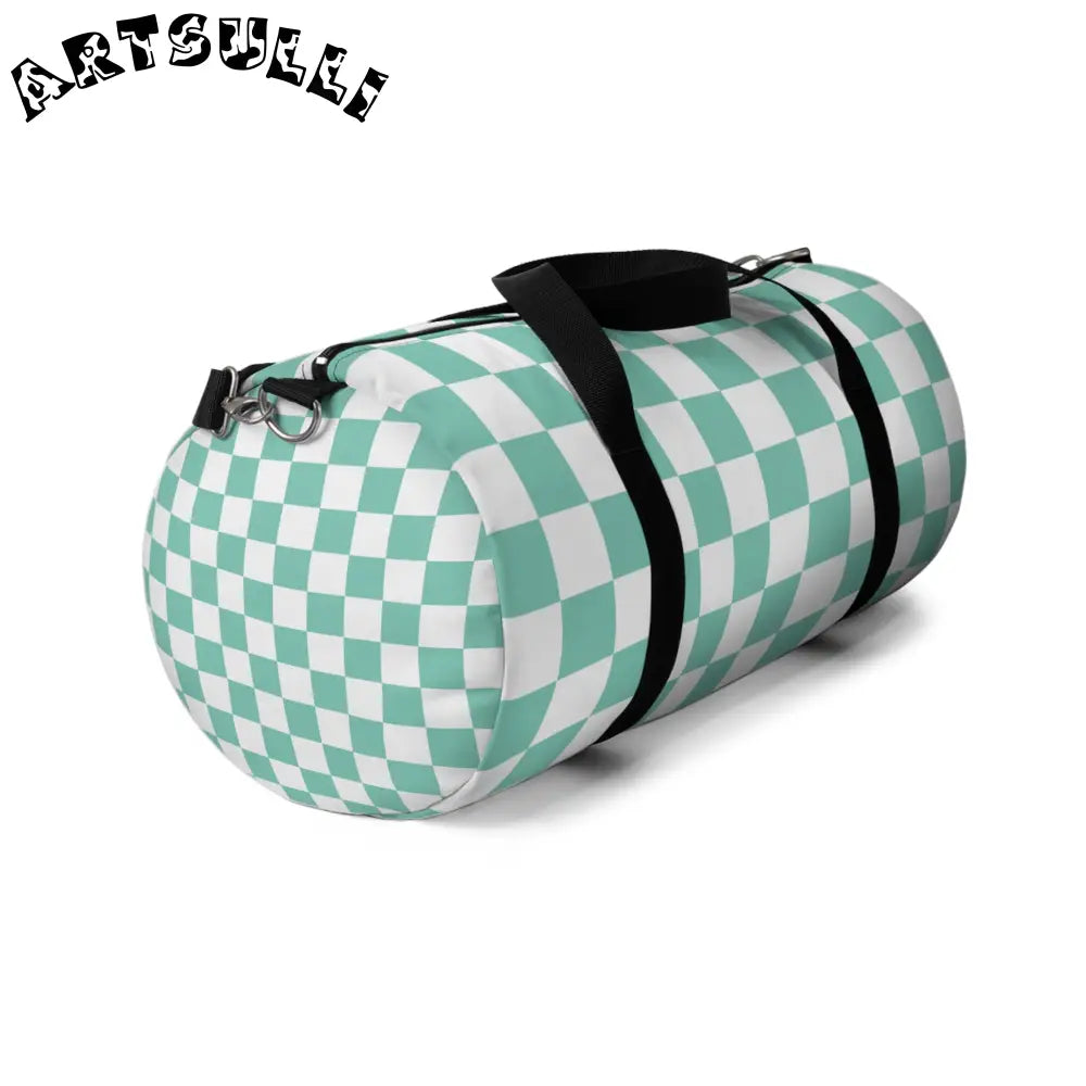 JAKKOUTTHEBXX Checkerboard Light Green Duffel Bag JAKKOUTTHEBXX
