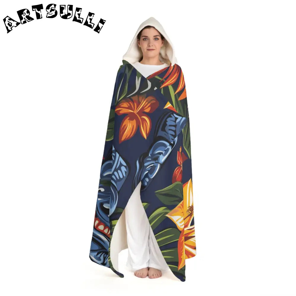 JAKKOUTTHEBXX Tropical Floral Wave Hooded Fleece Blanket 2025