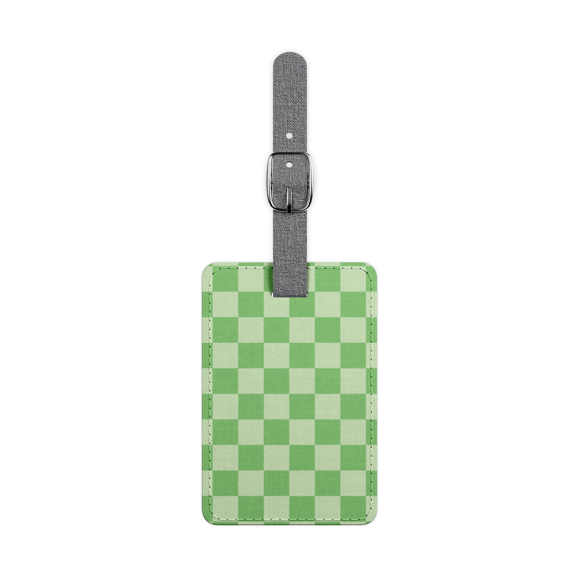 Checkerboard Green Saffiano Polyester Luggage Tag, Rectangle, Artsulli - Art is Long, Life is Short, Accessories, Size, One size, Shape, Rectangle, , , 32581053339481441109