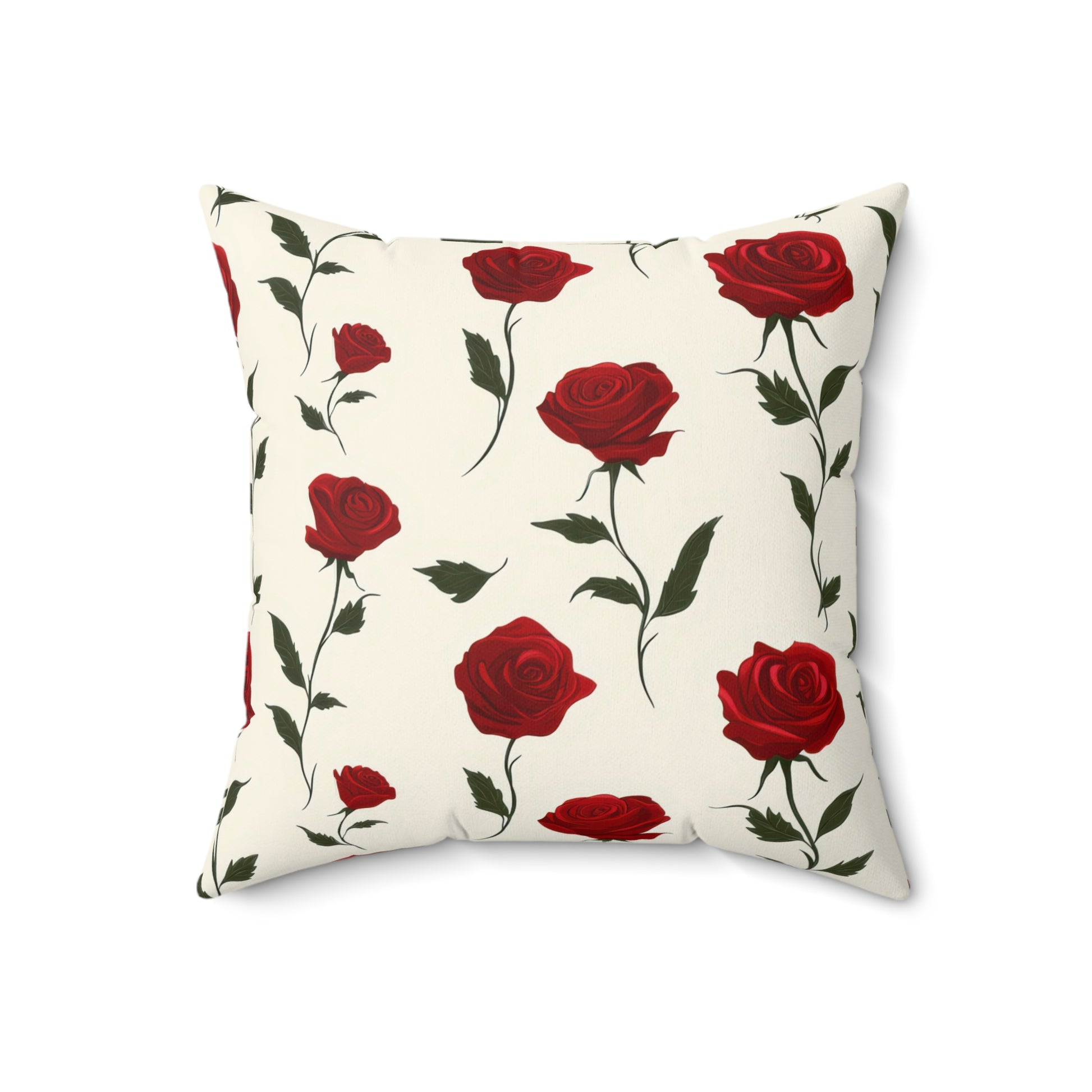 Red Roses Spun Polyester Square Pillow, Artsulli - Art is Long, Life is Short, Home Decor, Size, 18" × 18", , , , , 10493939892969