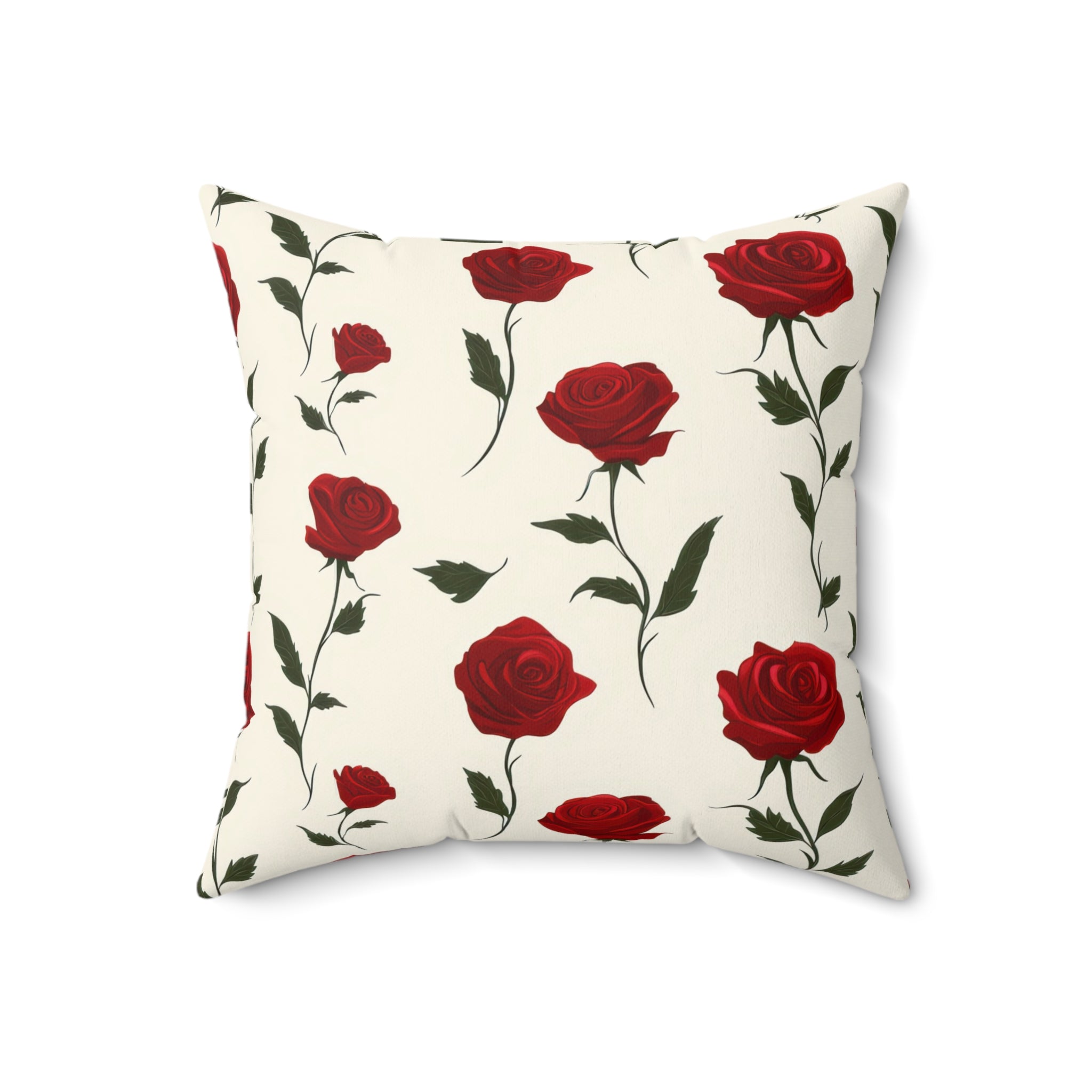 Red Roses Spun Polyester Square Pillow, Artsulli - Art is Long, Life is Short, Home Decor, Size, 18" × 18", , , , , 10493939892969