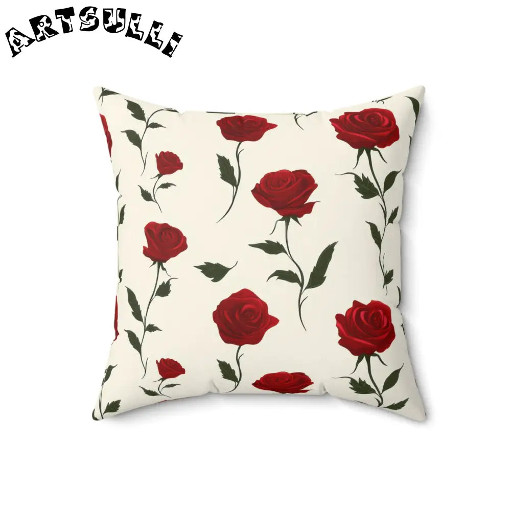 JAKKOUTTHEBXX Red Roses Spun Polyester Square Pillow JAKKOUTTHEBXX