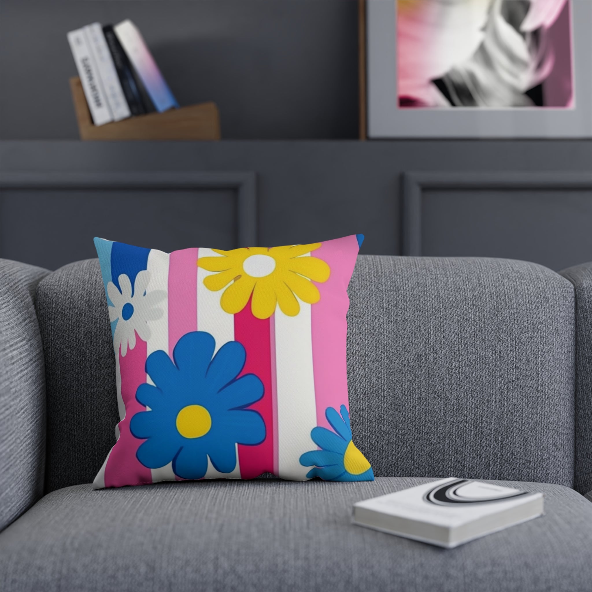 Flowers x Stripes Multi-Color Cushion, Artsulli - Art is Long, Life is Short, Home Decor, , , , , , , 