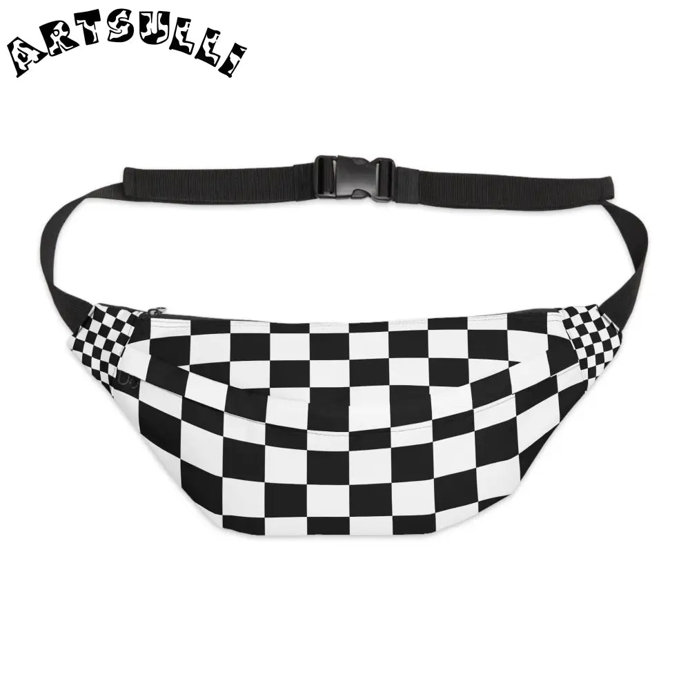 JAKKOUTTHEBXX Checkerboard Black and White Large Fanny Pack