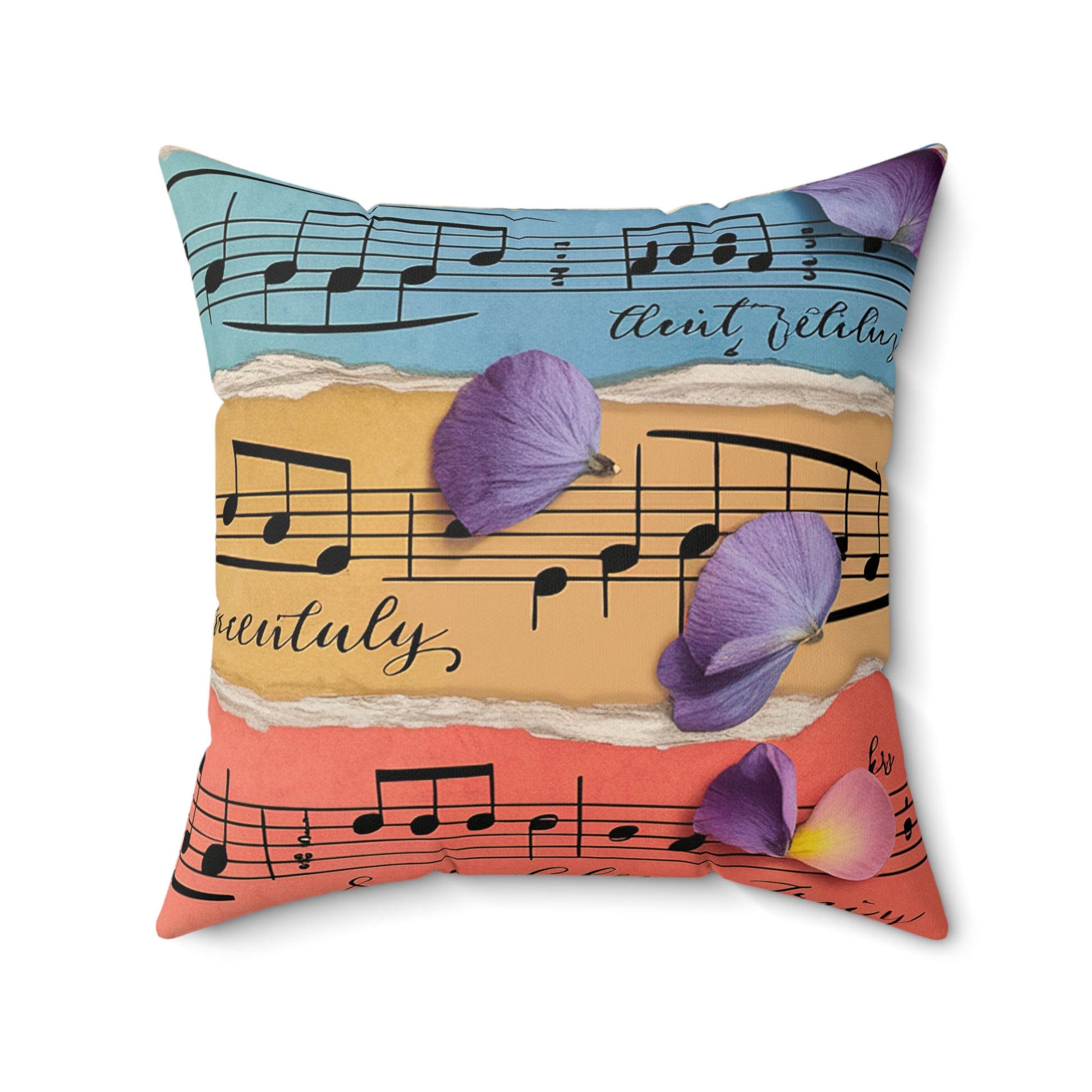 Torn Type Beat Sheet Music Multi-Color Spun Polyester Square Pillow, Artsulli - Art is Long, Life is Short, Home Decor, , , , , , , 