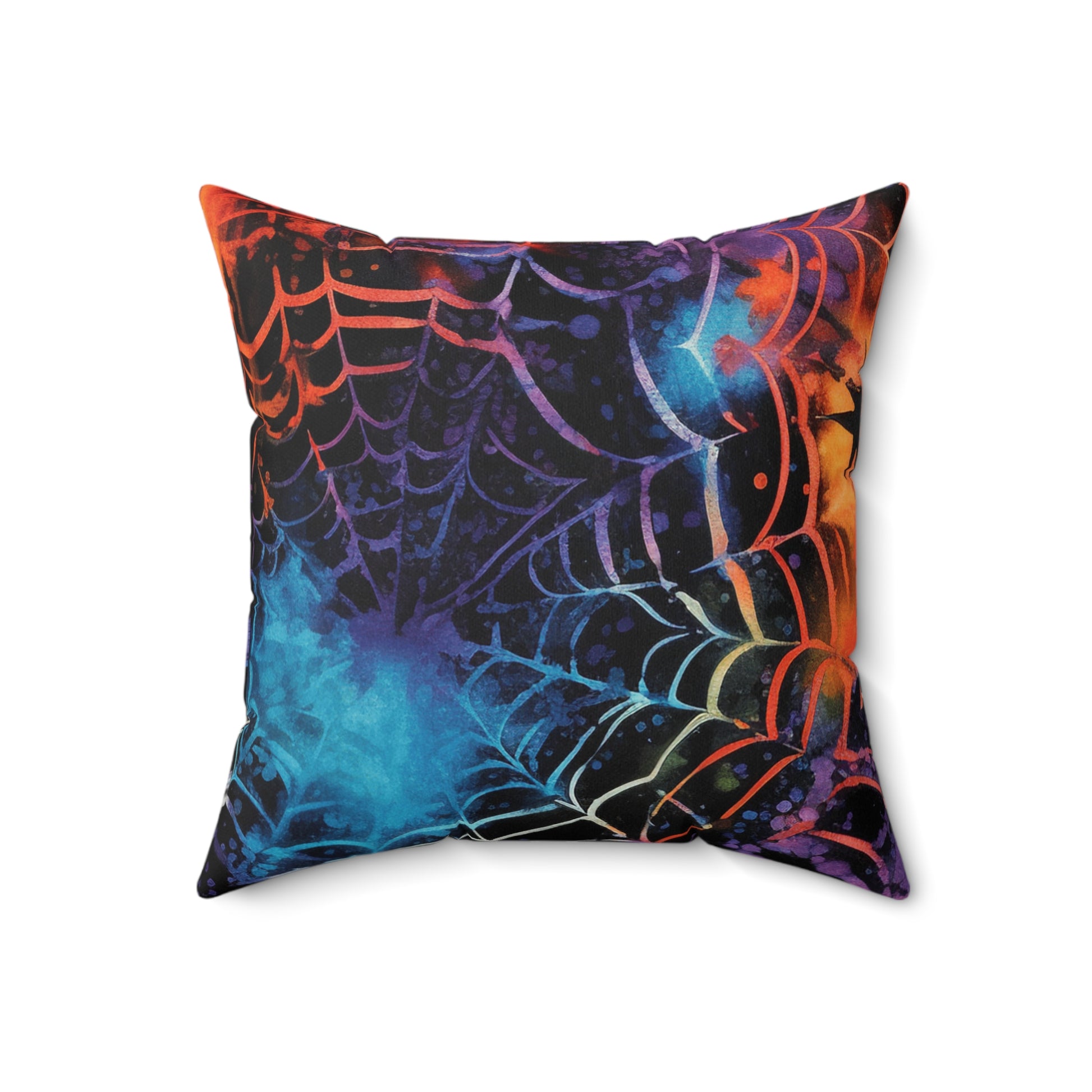 Spider Web Tie Dye Spun Polyester Square Pillow, Artsulli - Art is Long, Life is Short, Home Decor, Size, 18" × 18", , , , , 84372979234149047328
