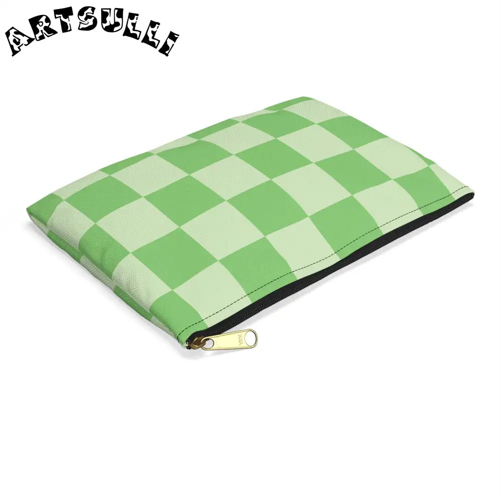 JAKKOUTTHEBXX Checkerboard Green Accessory Pouch JAKKOUTTHEBXX
